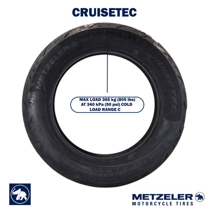 Metzeler Cruisetec V-Twin Motorcycle Front Tire - Performance Perfected for Cruiser, Custom & Heavy Tourers w/Enhanced Handling & Comfort - with Keychain (130/90B16 73H 1)