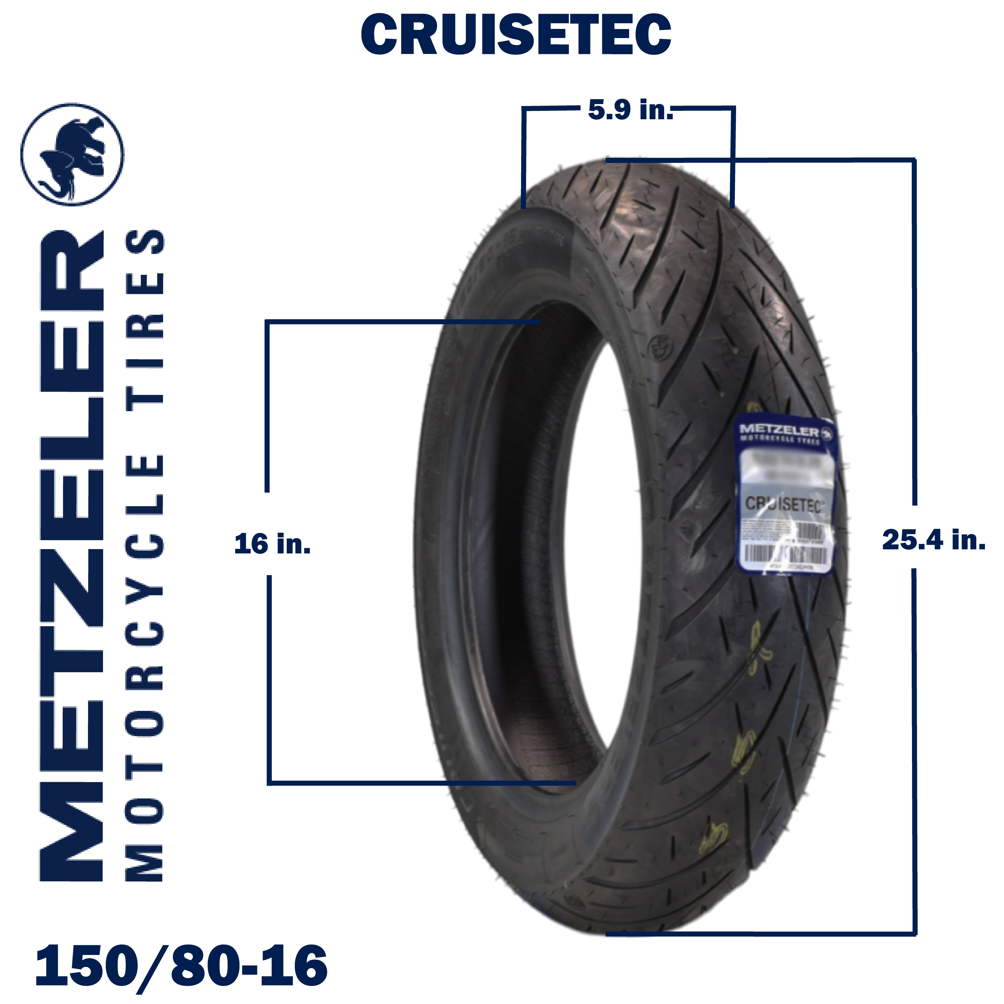 Metzeler Cruisetec 150/80B16 71H TL V-Twin Motorcycle Front Tire with Keychain