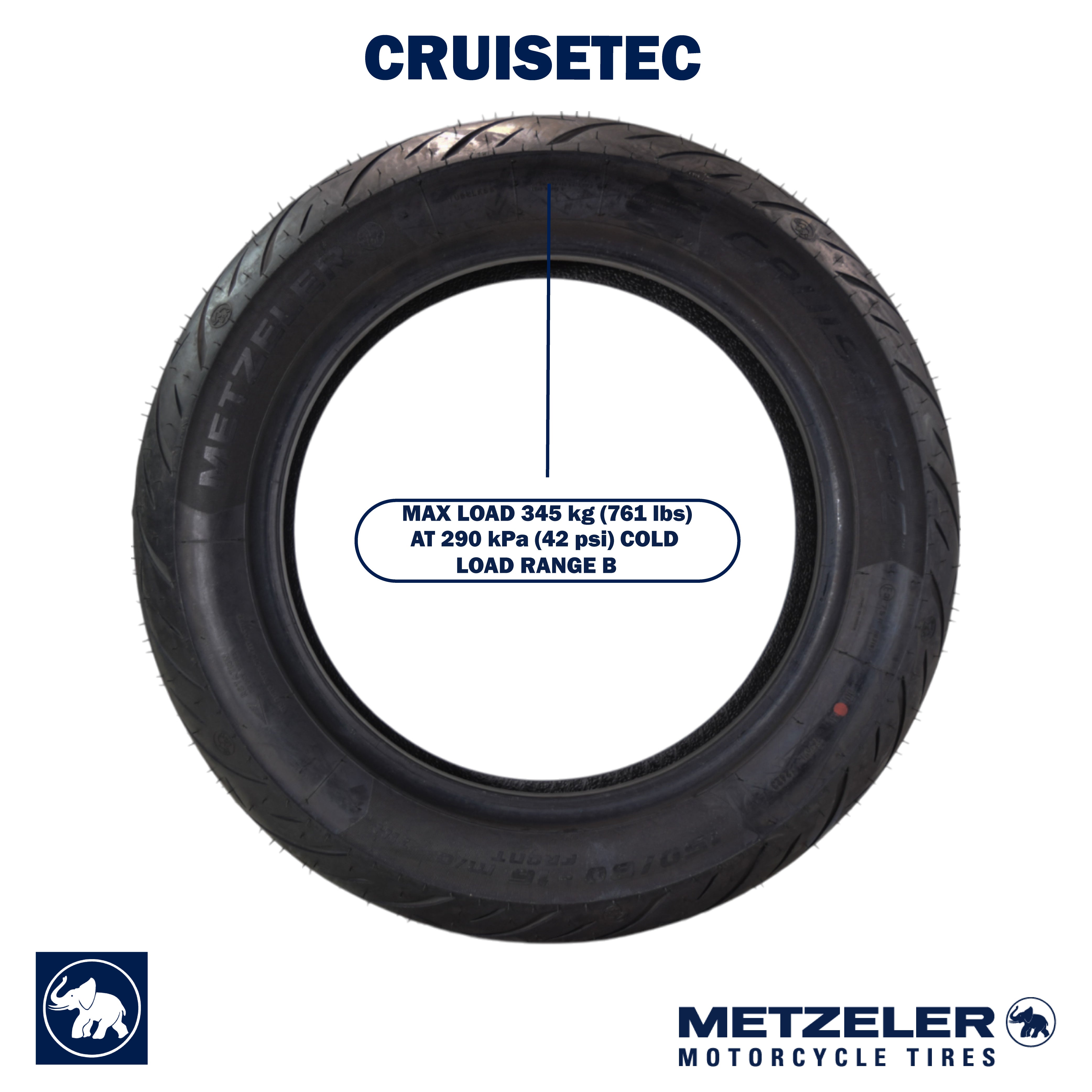 Metzeler Cruisetec 150/80B16 71H TL V-Twin Motorcycle Front Tire with Keychain