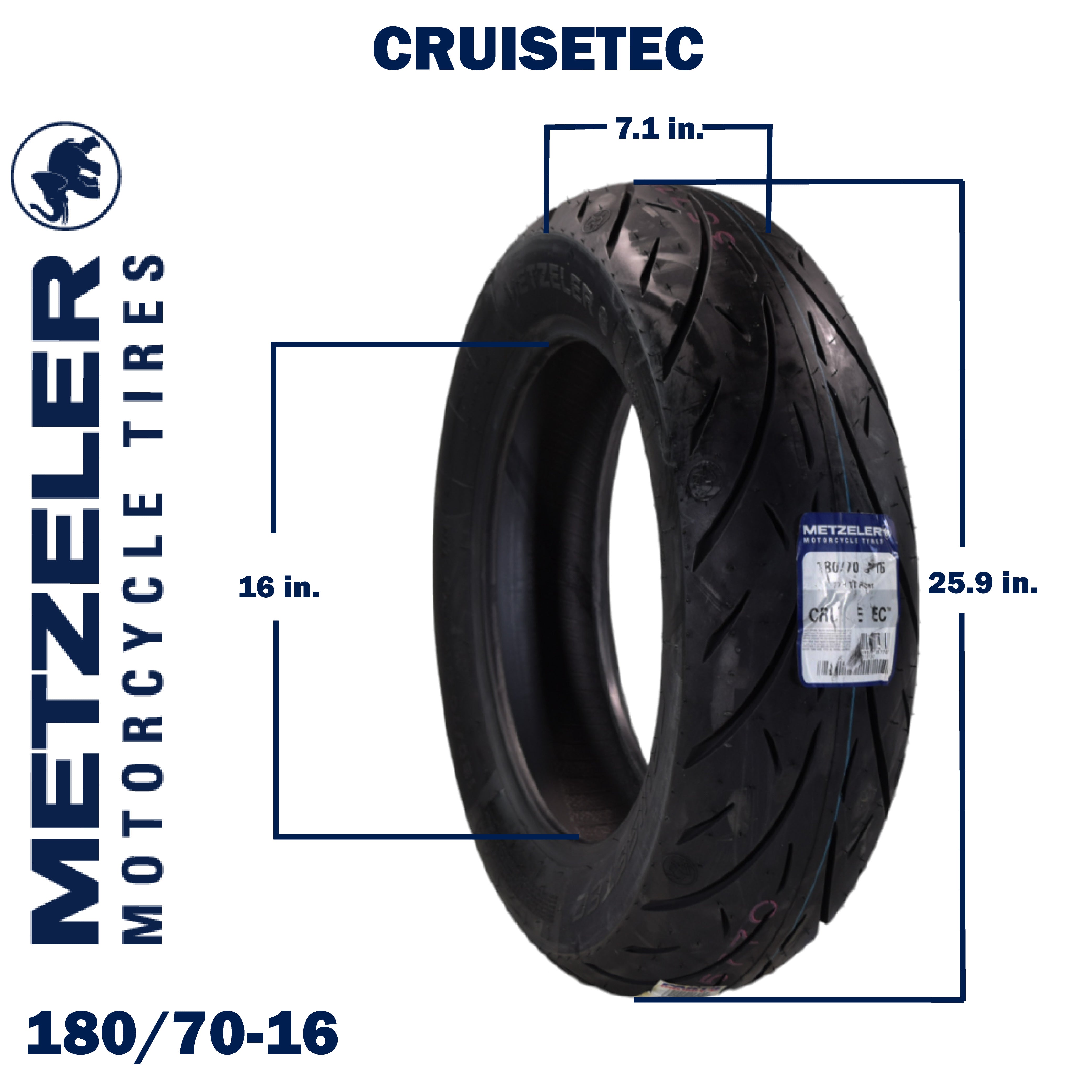 Metzeler Cruisetec 180/70B16 77H TL V-Twin Motorcycle Rear Tire with Keychain