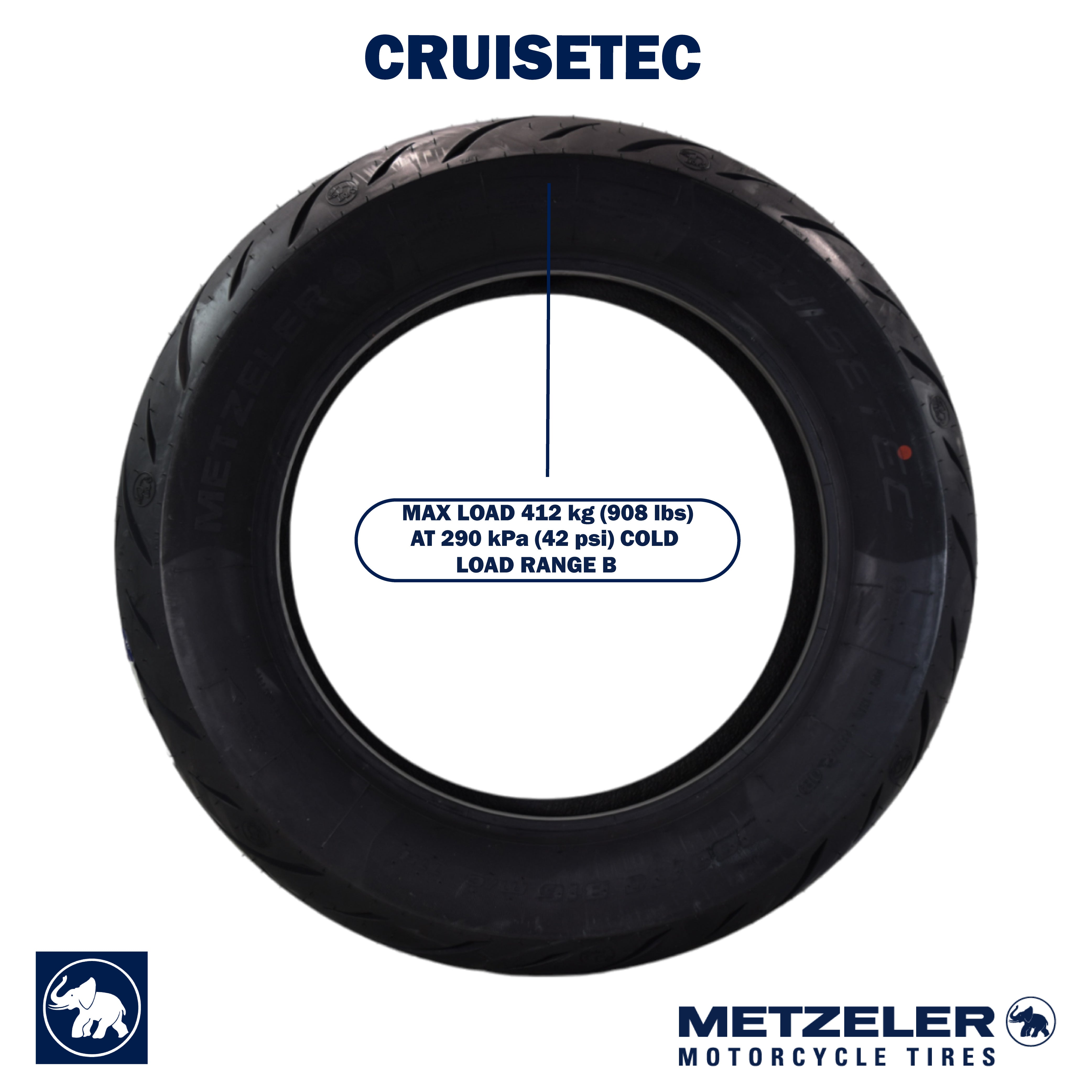 Metzeler Cruisetec 180/70B16 77H TL V-Twin Motorcycle Rear Tire with Keychain