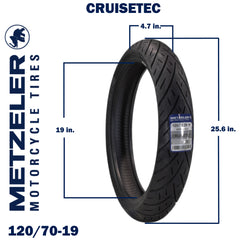 Metzeler Cruisetec 120/70ZR19 60W TL V-Twin Motorcycle Front Tire with Keychain