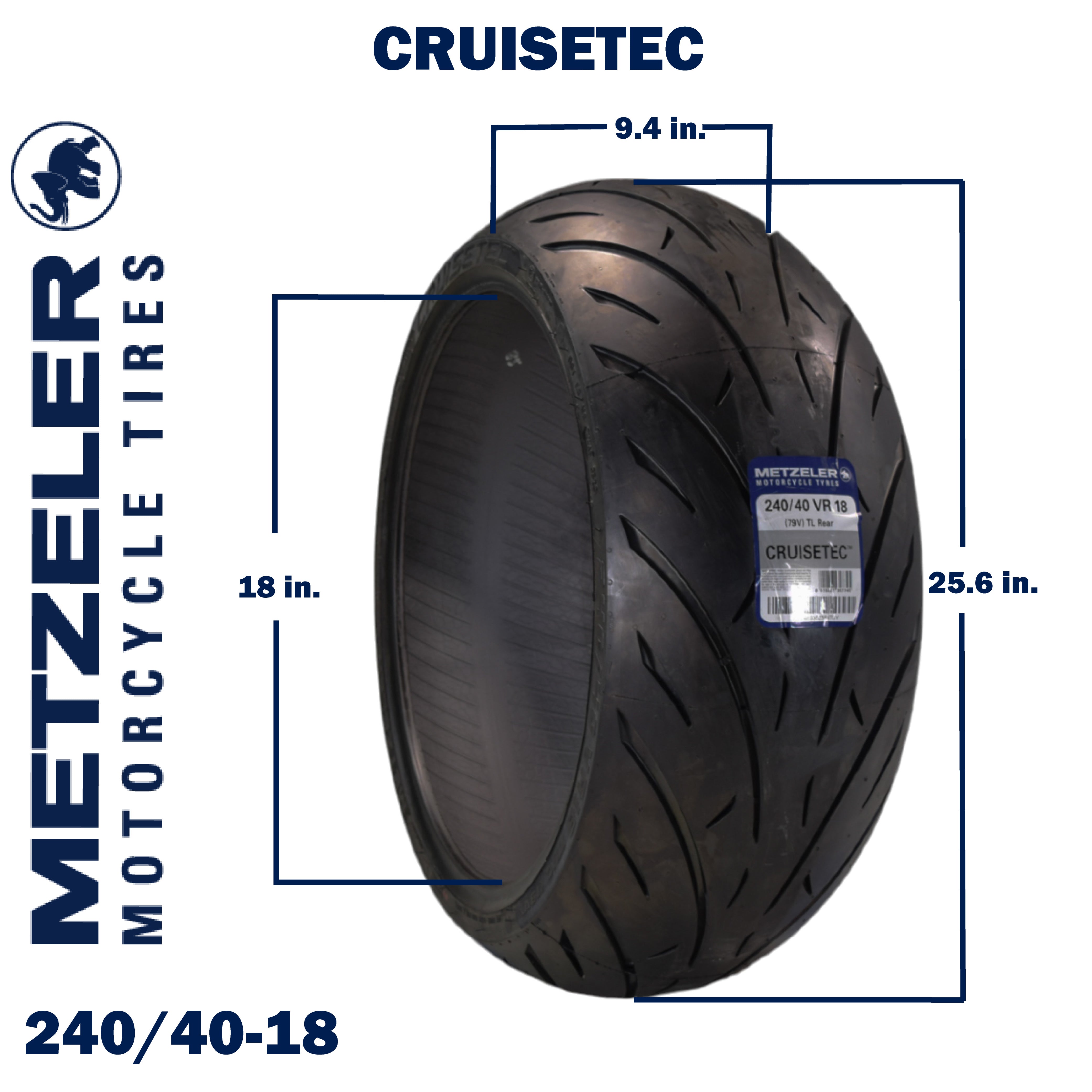 Metzeler Cruisetec 240/40R18 79V TL V-Twin Motorcycle Rear Tire with Keychain