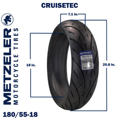 Metzeler Cruisetec 180/55ZR18 74W TL V-Twin Motorcycle Rear Tire with Keychain