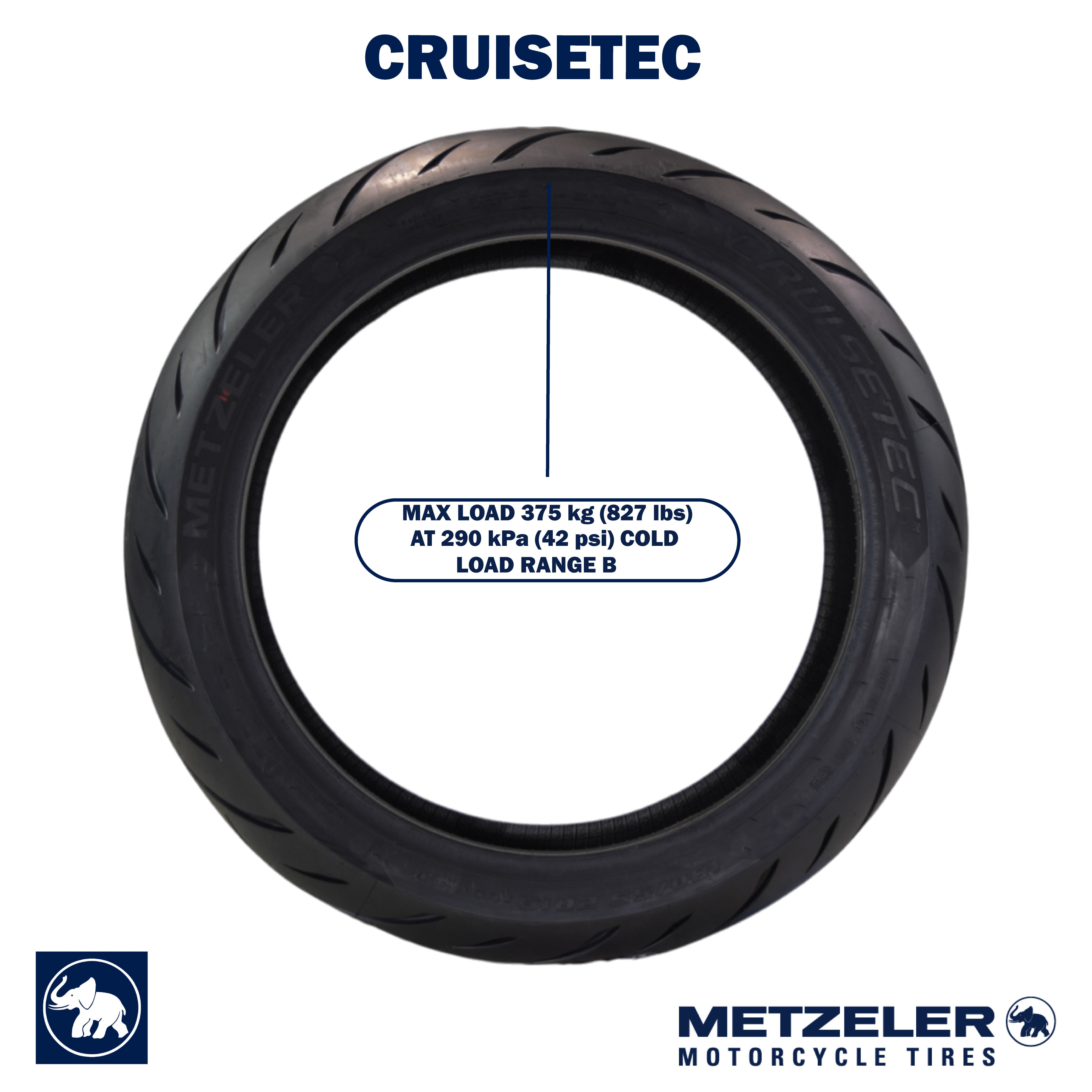 Metzeler Cruisetec 180/55ZR18 74W TL V-Twin Motorcycle Rear Tire with Keychain