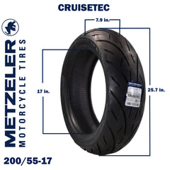 Metzeler Cruisetec 200/55R17 78V TL V-Twin Motorcycle Rear Tire with Keychain