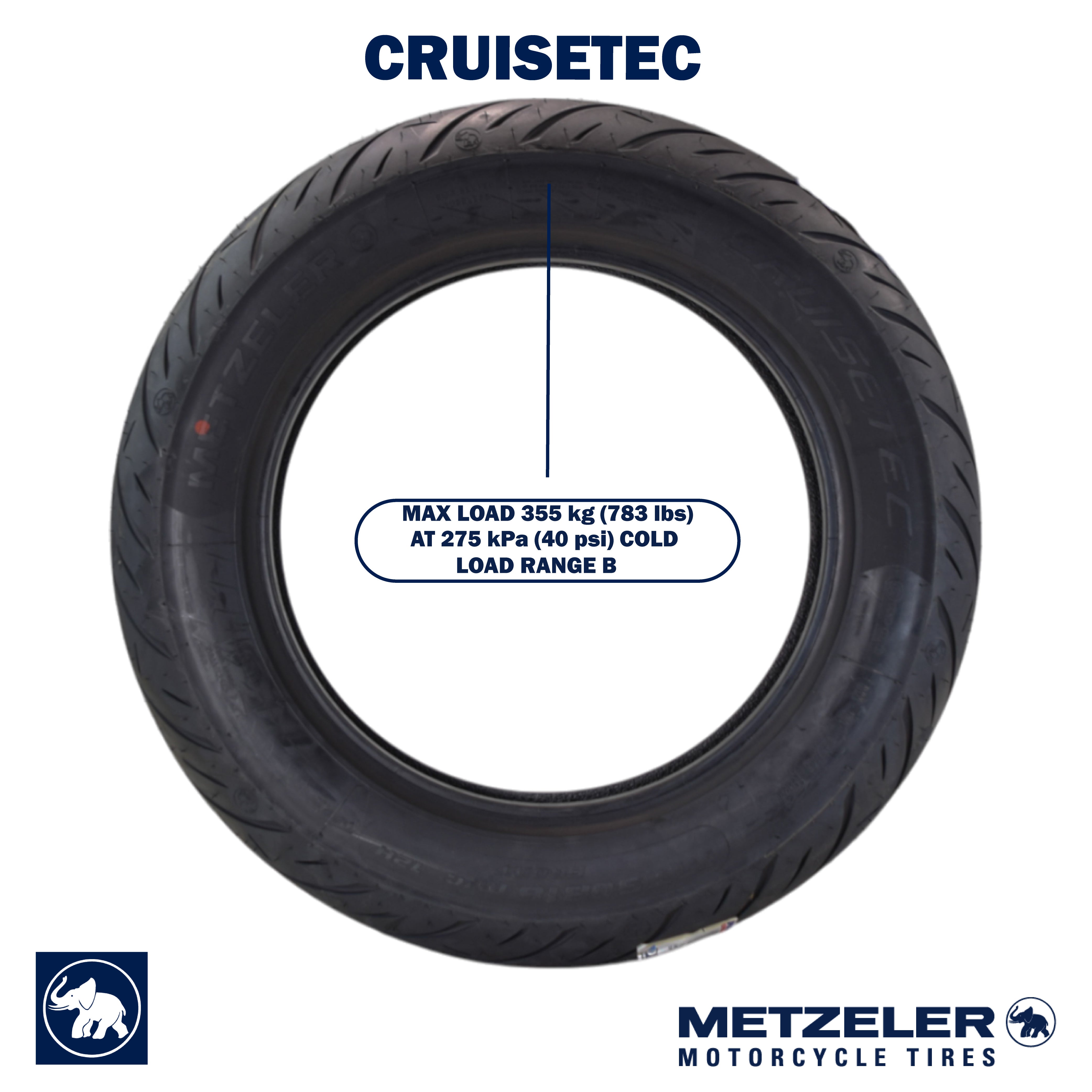 Metzeler Cruisetec MT90B16 72H TL V-Twin Motorcycle Front Tire with Keychain