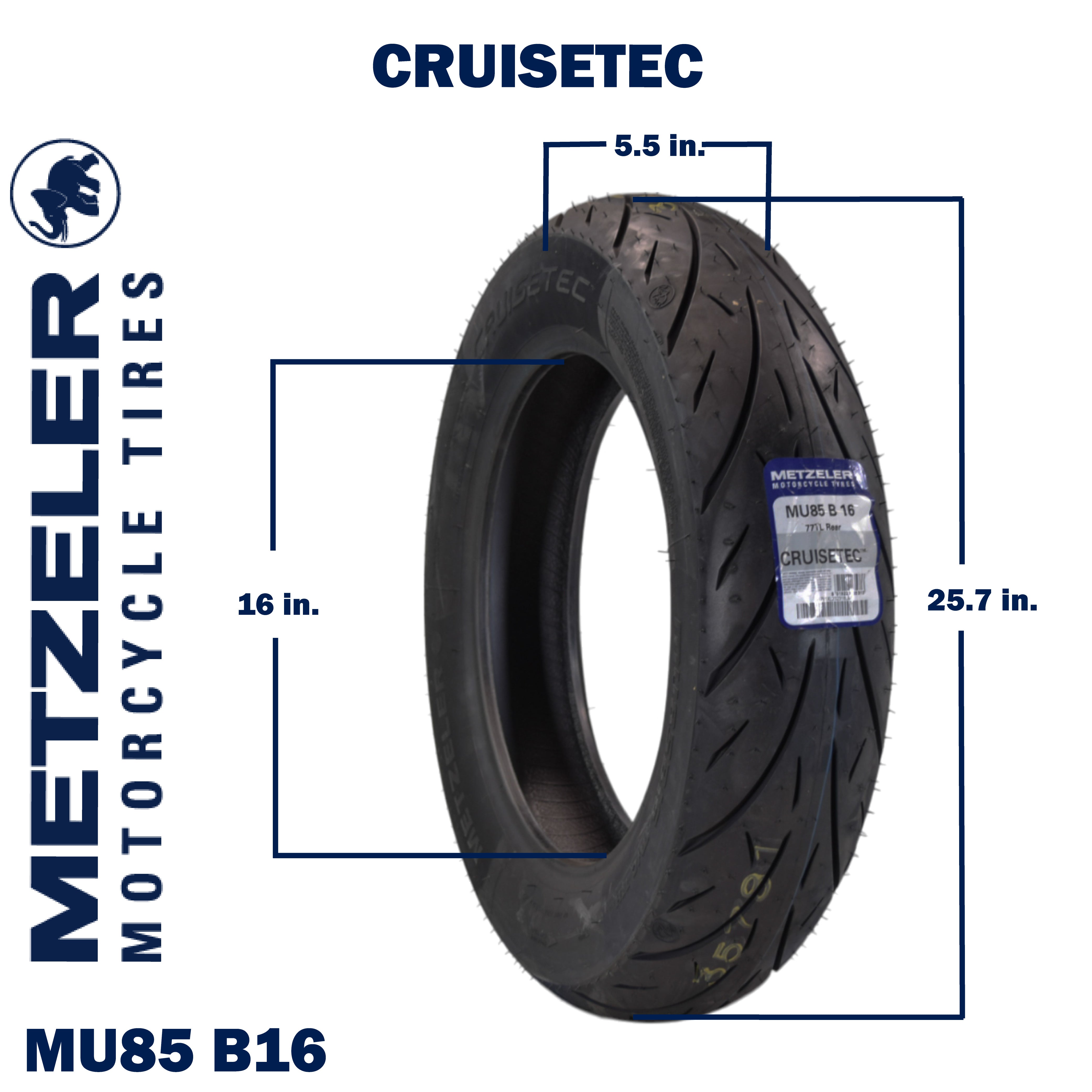 Metzeler Cruisetec MU85B16 77H TL V-Twin Motorcycle Rear Tire with Keychain