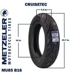 Metzeler Cruisetec MU85B16 77H TL V-Twin Motorcycle Rear Tire with Keychain