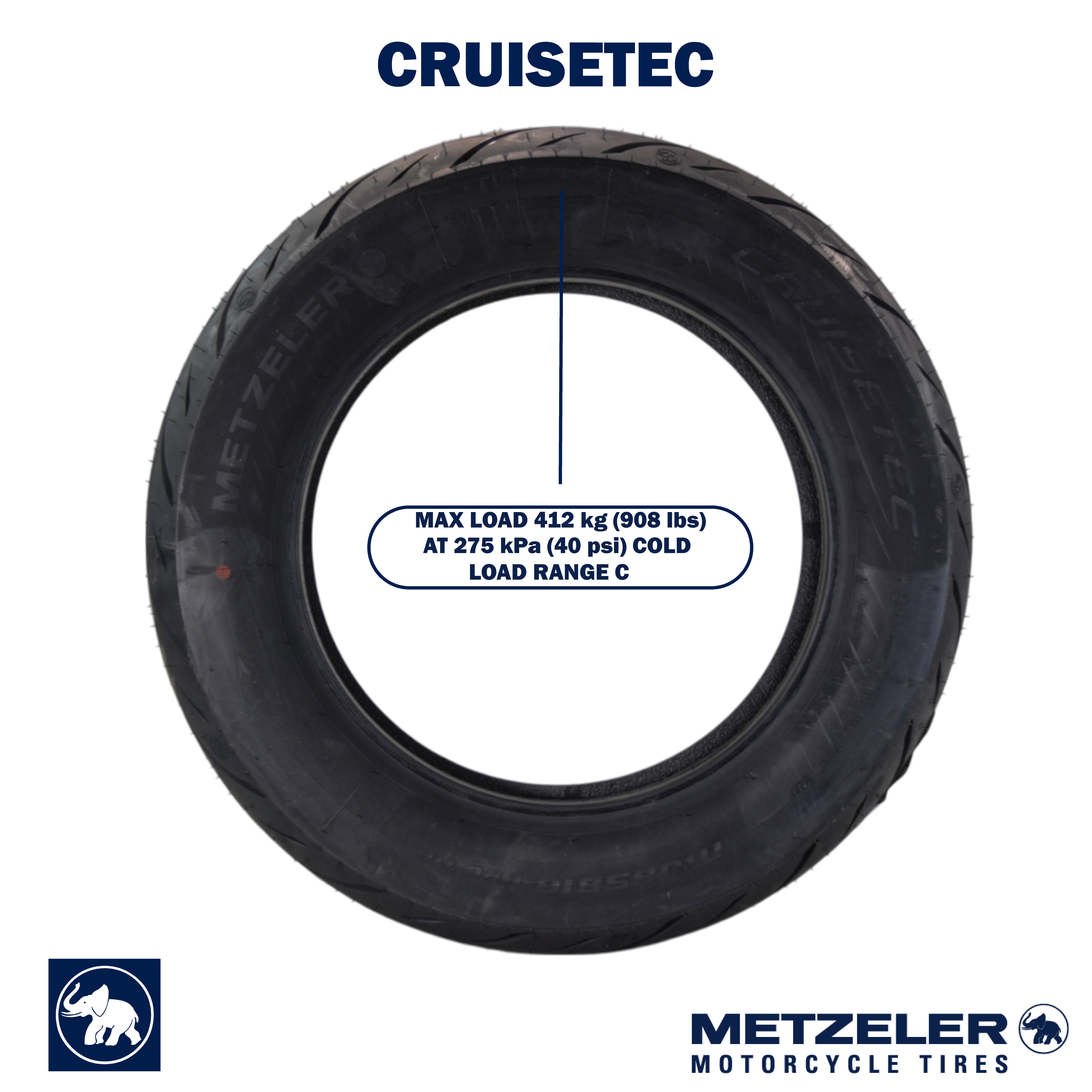 Metzeler Cruisetec MU85B16 77H TL V-Twin Motorcycle Rear Tire with Keychain