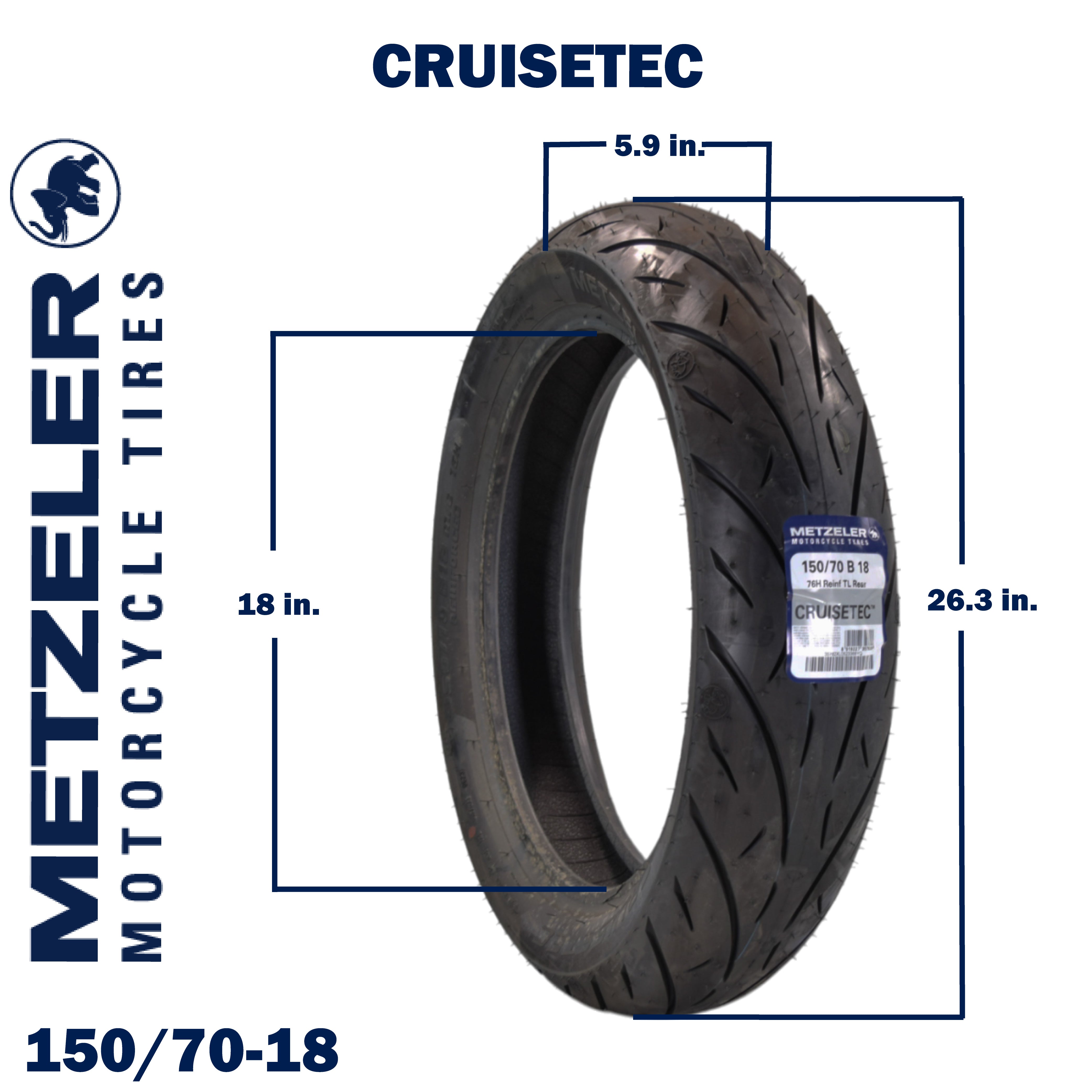 Metzeler Cruisetec 150/70B18 76H REINF TL Motorcycle Rear Tire with Keychain