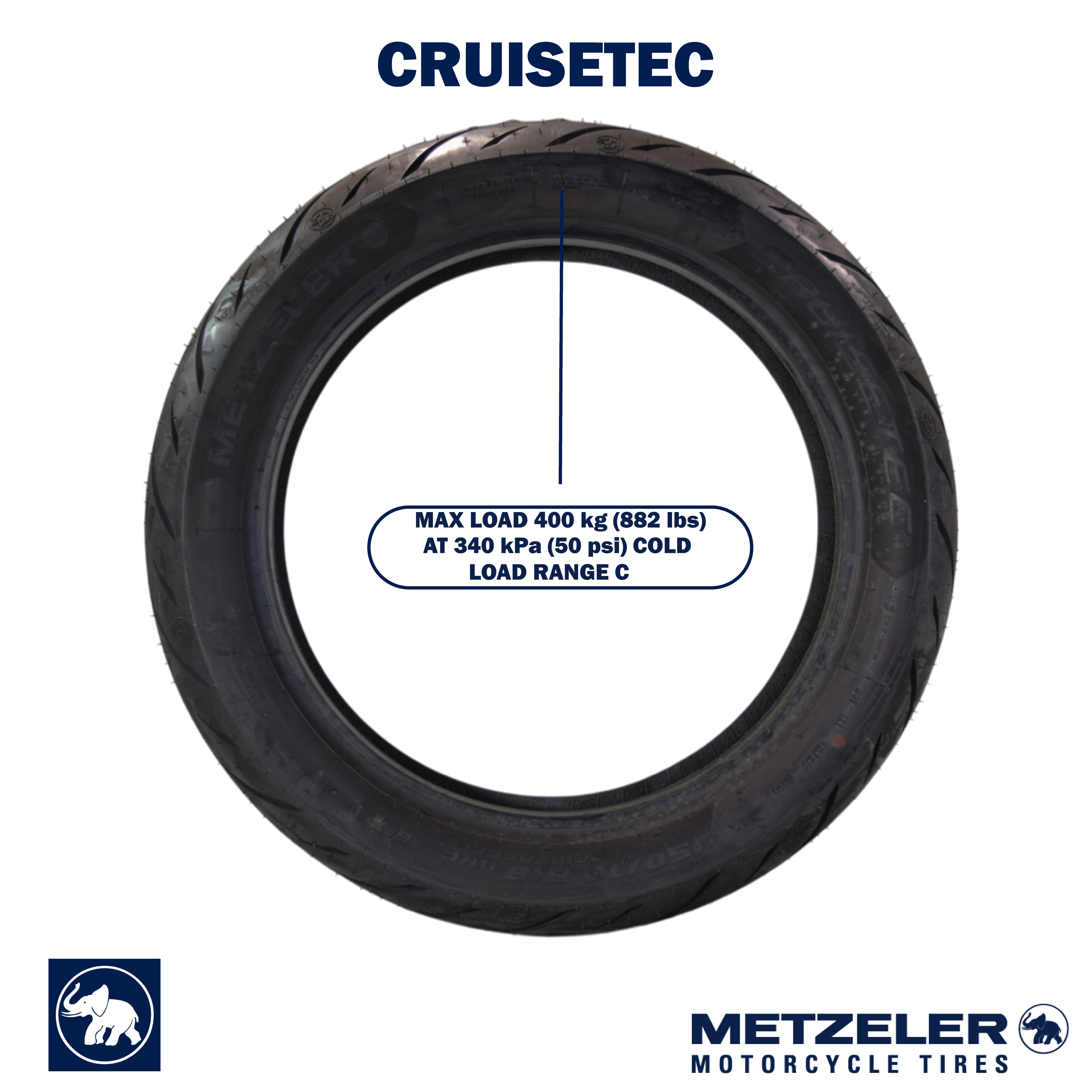 Metzeler Cruisetec 150/70B18 76H REINF TL Motorcycle Rear Tire with Keychain