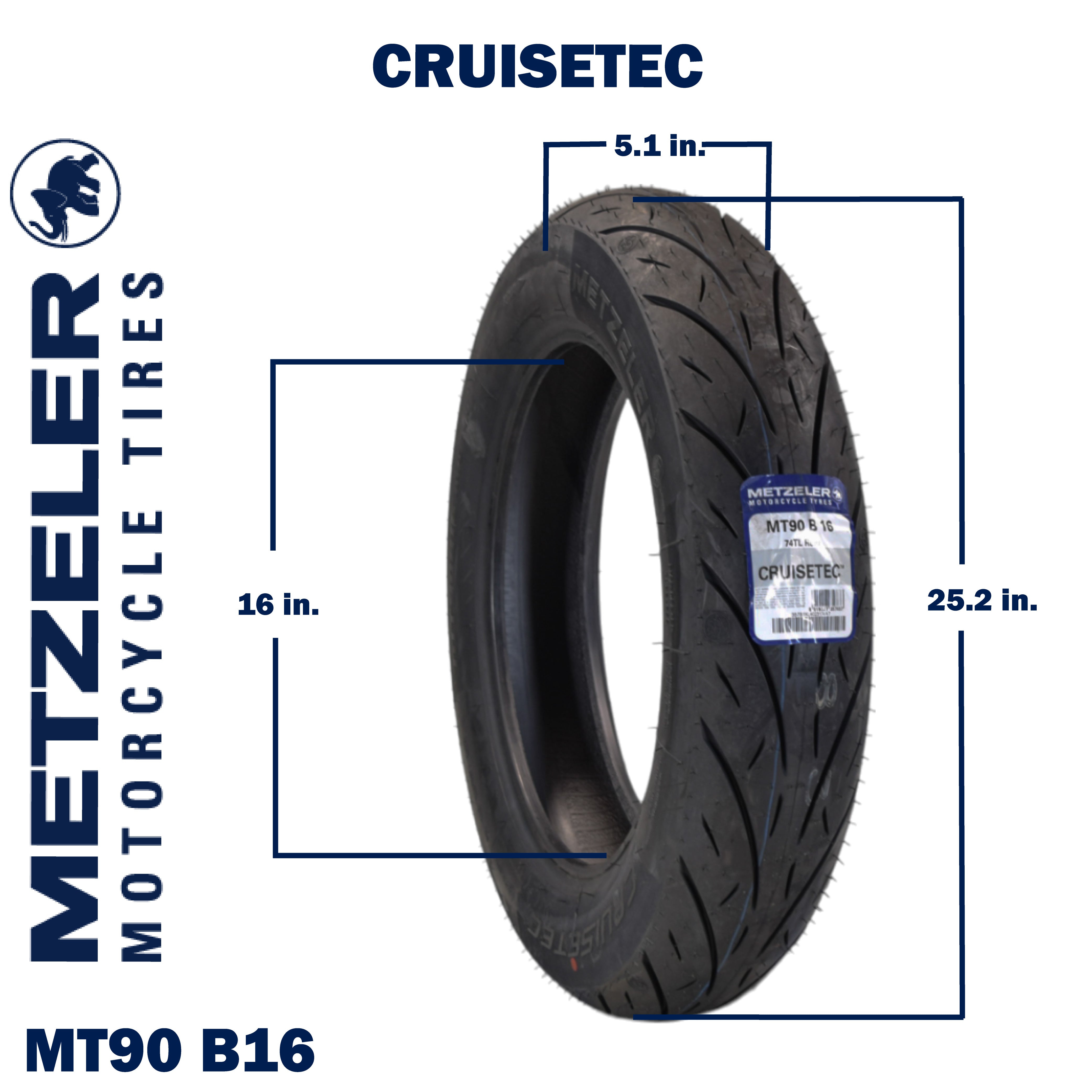 Metzeler Cruisetec MT90B16 74H TL V-Twin Motorcycle Rear Tire with Keychain