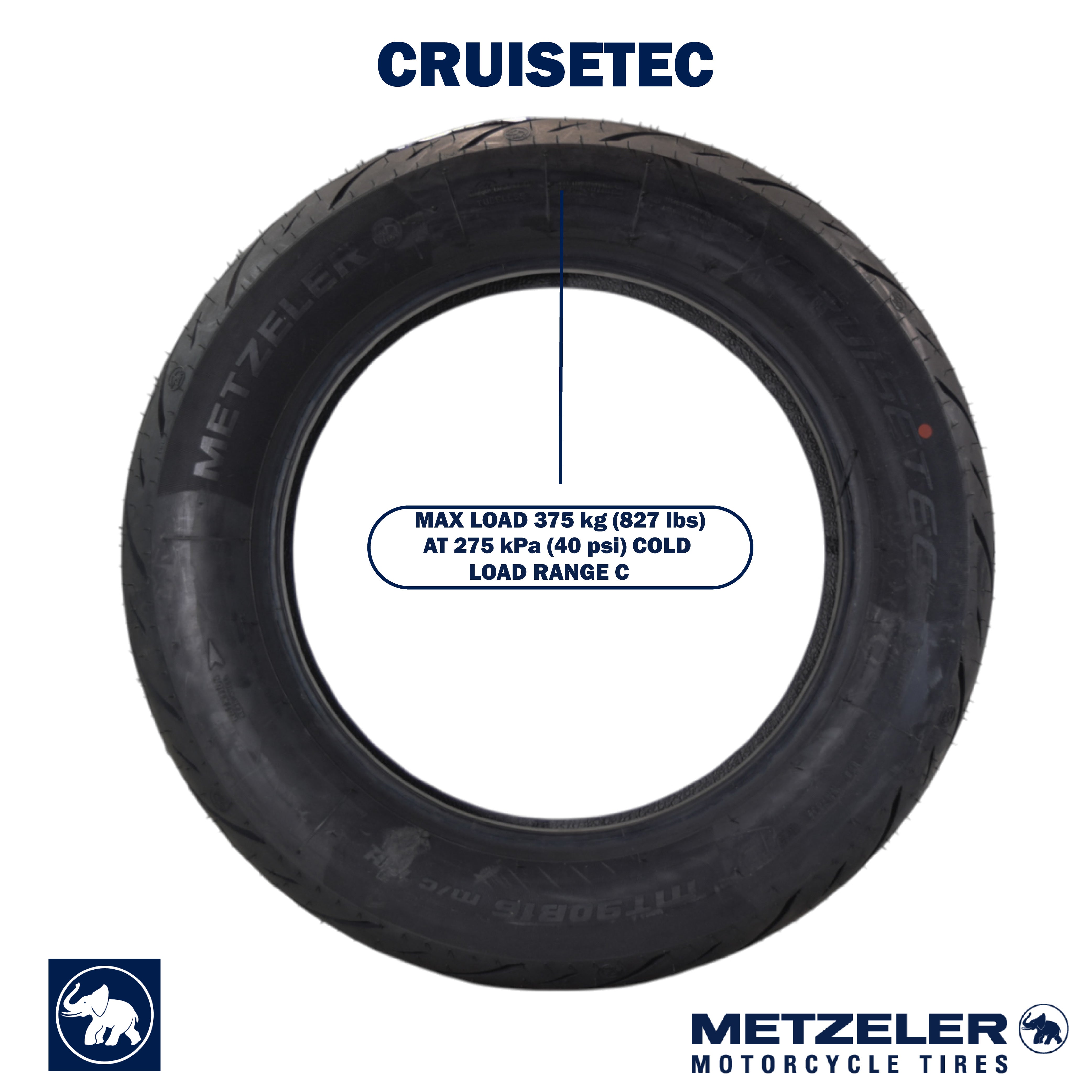 Metzeler Cruisetec MT90B16 74H TL V-Twin Motorcycle Rear Tire with Keychain