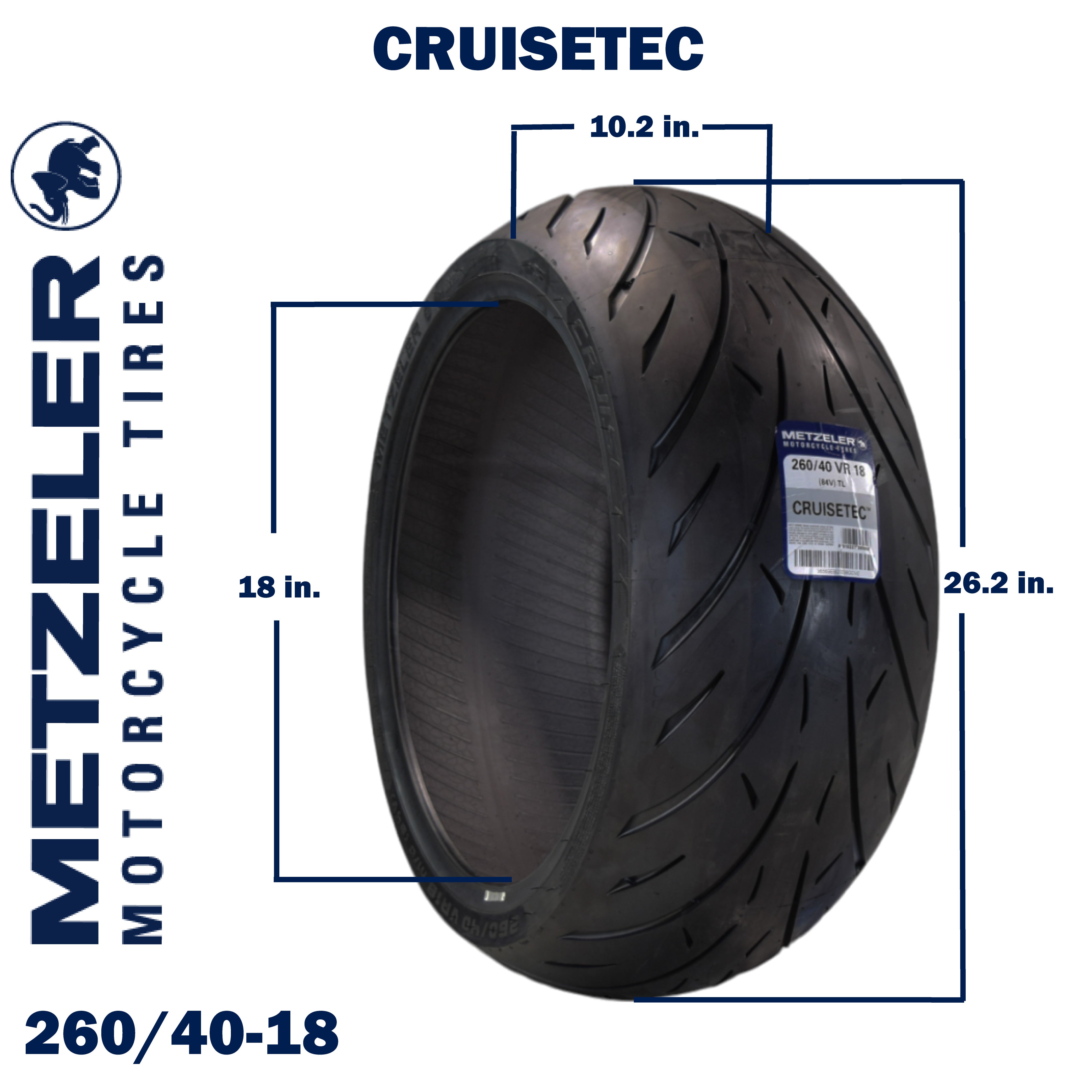 Metzeler Cruisetec 260/40R18 84V TL V-Twin Motorcycle Rear Tire with Keychain