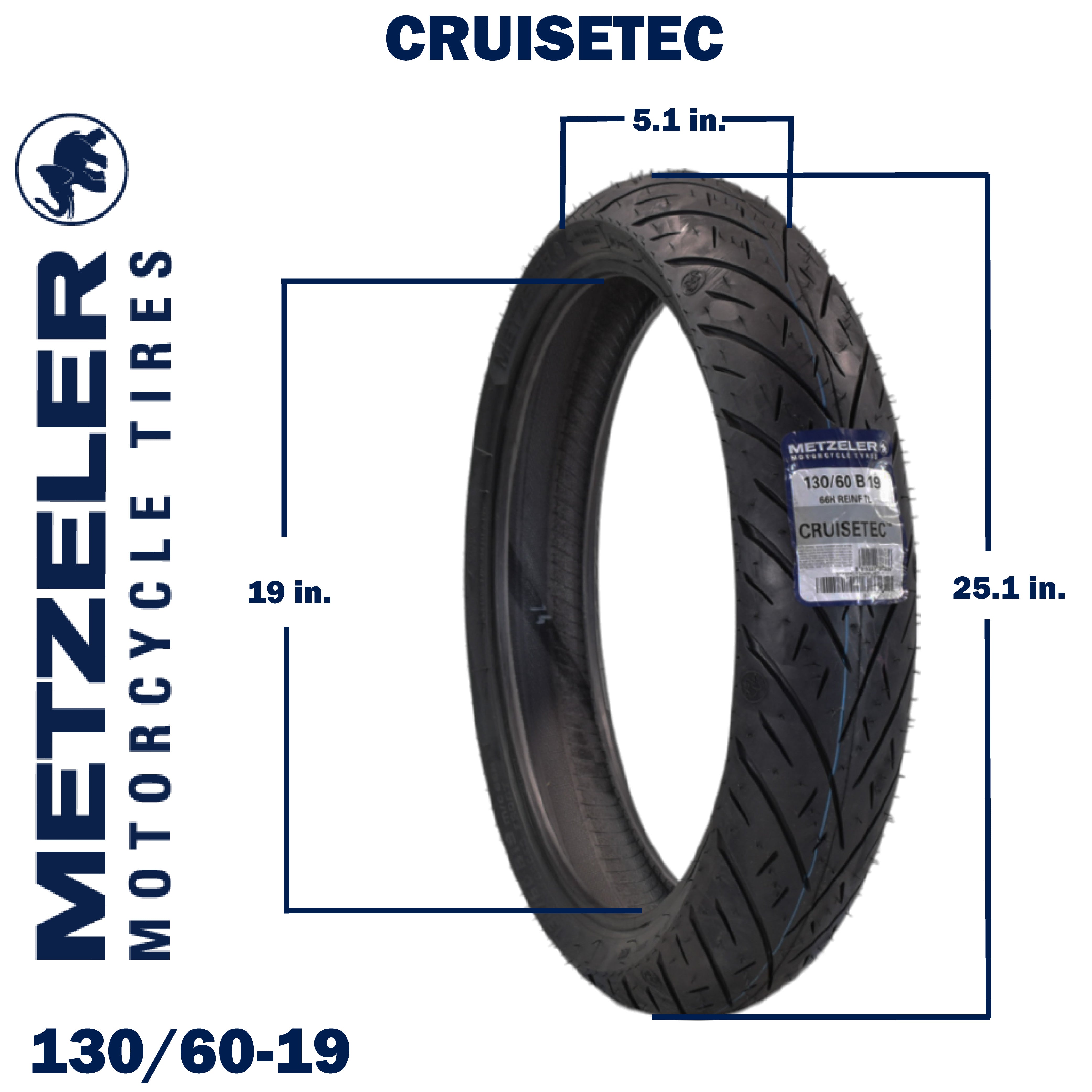 Metzeler Cruisetec Front 130/60B19 REINF & Rear 180/65B16 Tire Set w/ Keychain