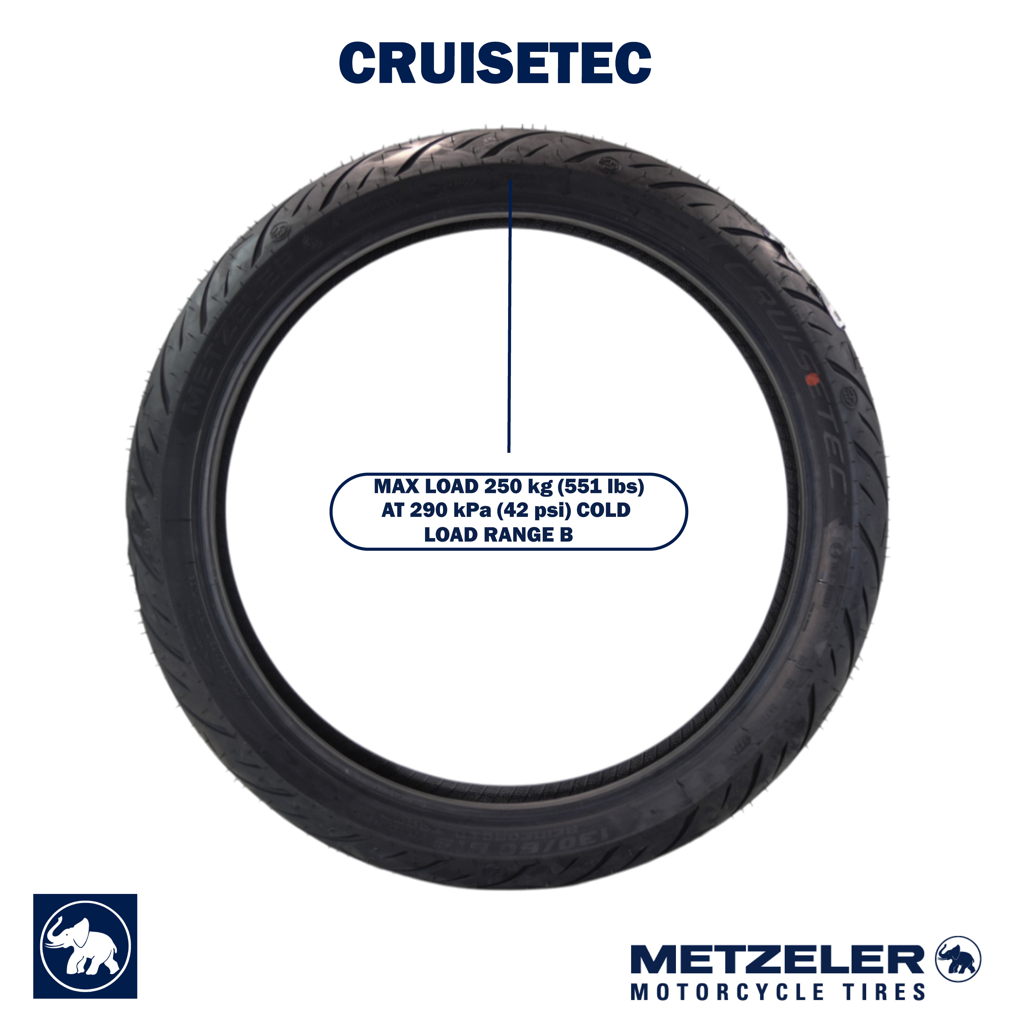 Metzeler Cruisetec 130/60B19 66H REINF TL Motorcycle Front Tire w/ Keychain