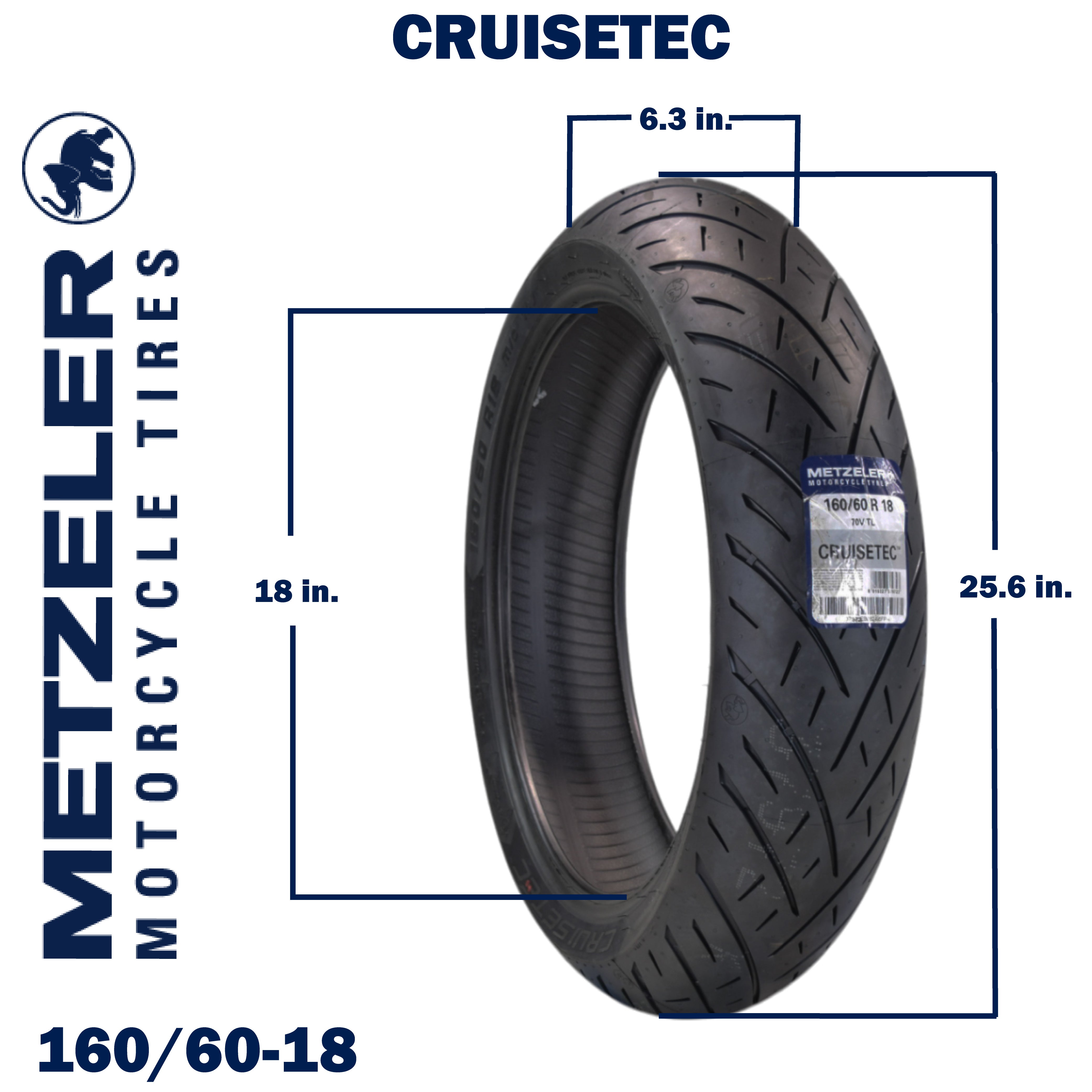 Metzeler Cruisetec 160/60R18 70V TL V-Twin Motorcycle Front Tire with Keychain