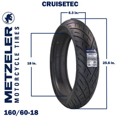 Metzeler Cruisetec 160/60R18 70V TL V-Twin Motorcycle Front Tire with Keychain