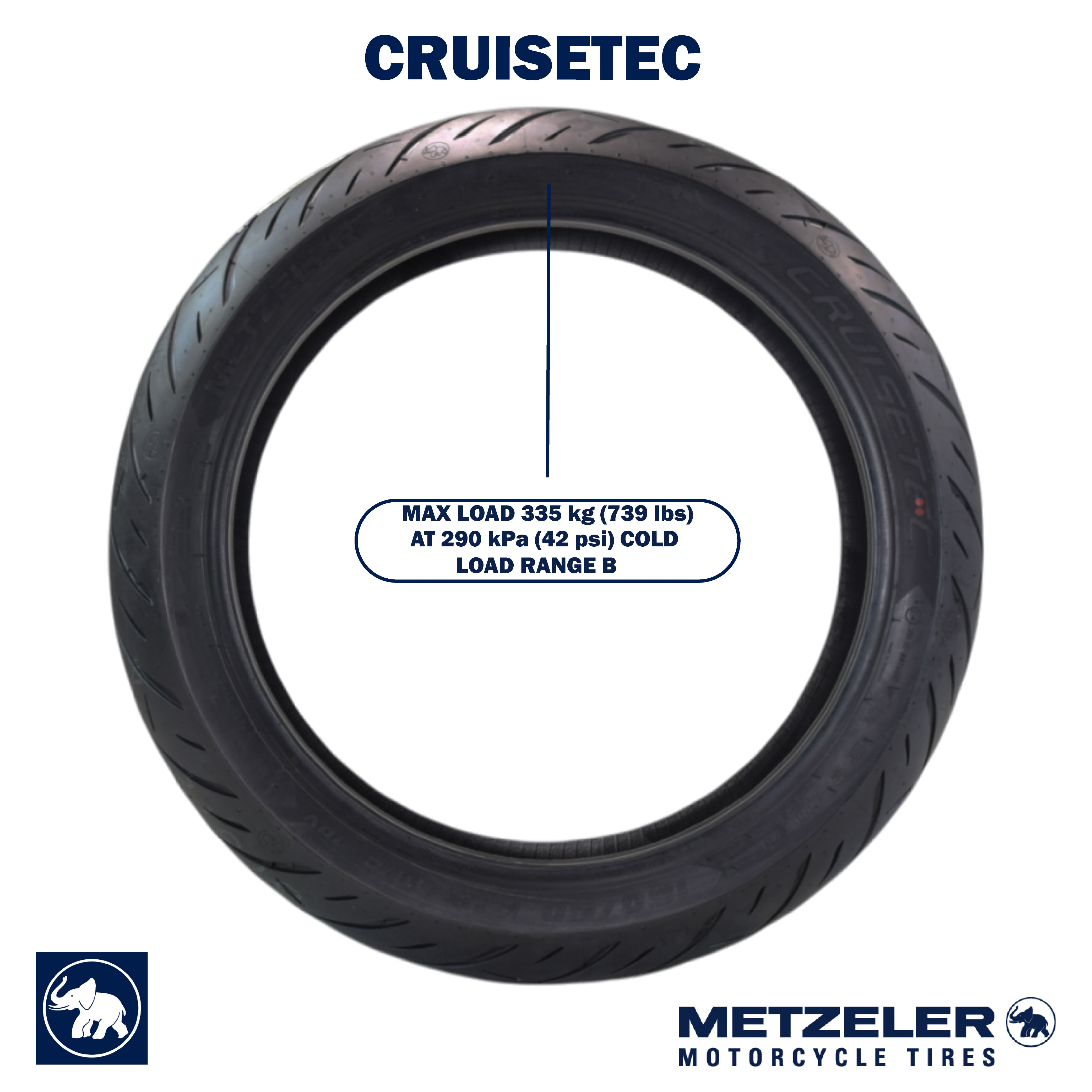 Metzeler Cruisetec 160/60R18 70V TL V-Twin Motorcycle Front Tire with Keychain