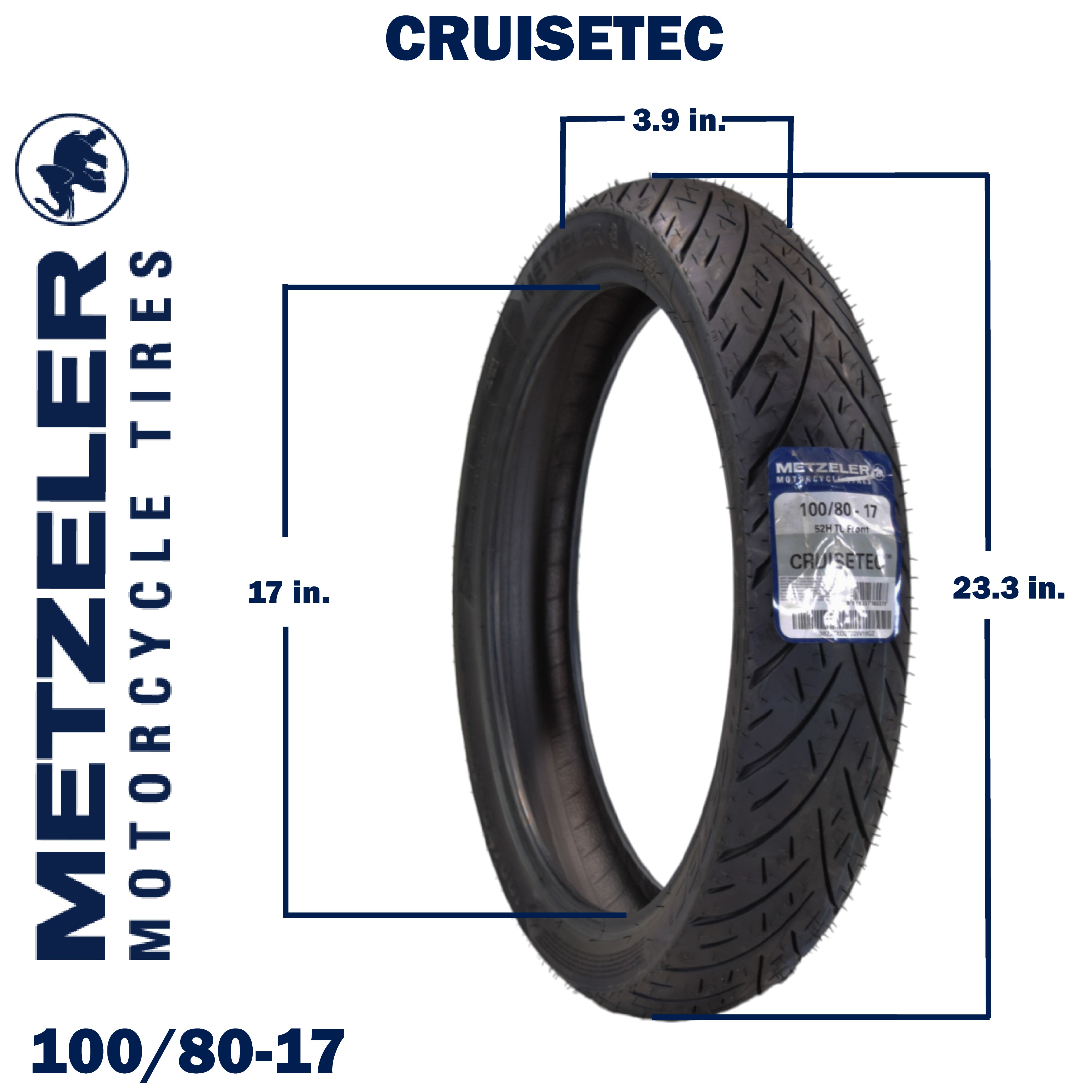 Metzeler Cruisetec 100/80-17 52H TL V-Twin Motorcycle Front Tire with Keychain