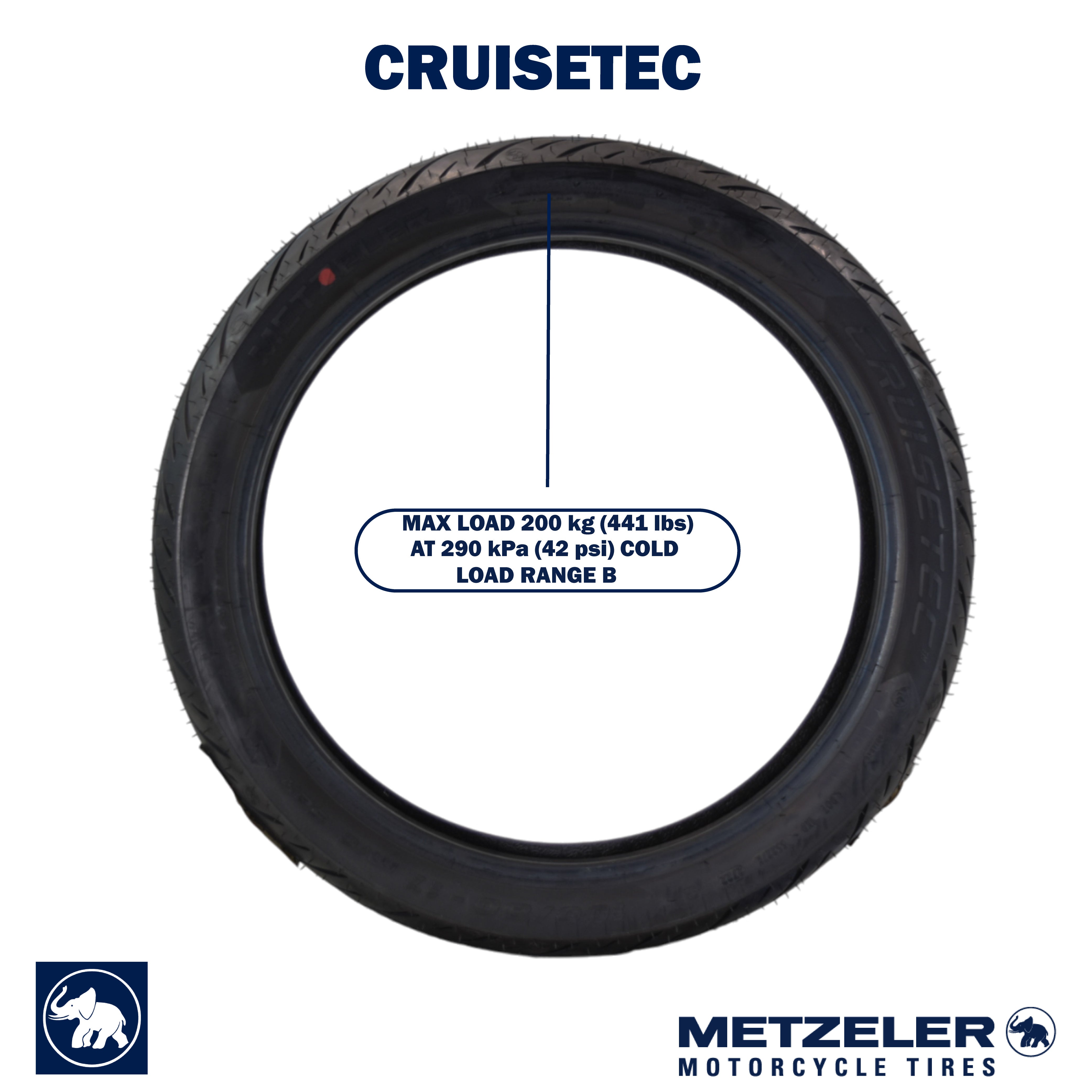 Metzeler Cruisetec 100/80-17 52H TL V-Twin Motorcycle Front Tire with Keychain