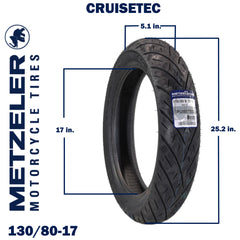 Metzeler Cruisetec 130/80B17 65H (I)- Ind-Spfg Motorcycle Front Tire w/ Keychain