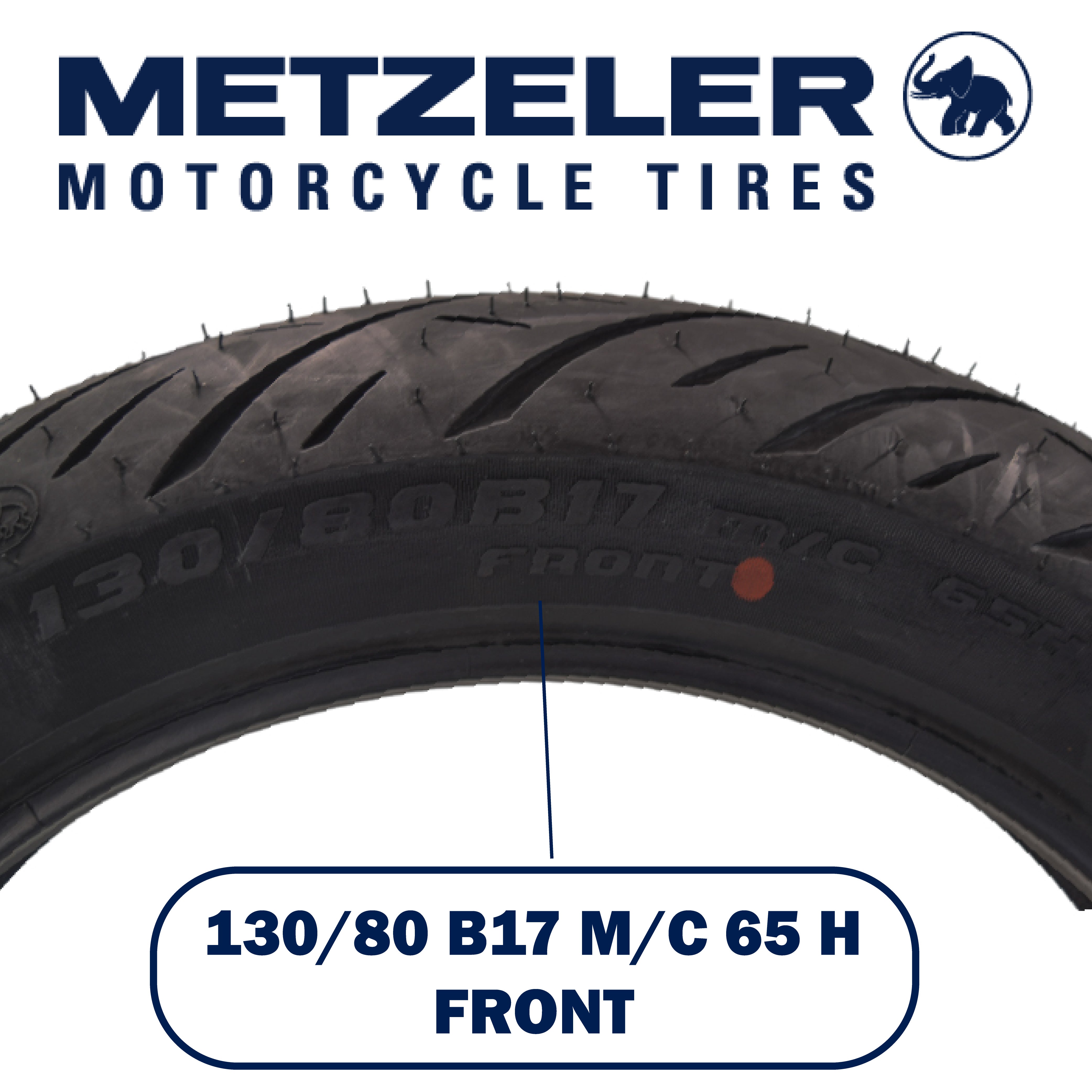 Metzeler Cruisetec 130/80B17 65H (I)- Ind-Spfg Motorcycle Front Tire w/ Keychain