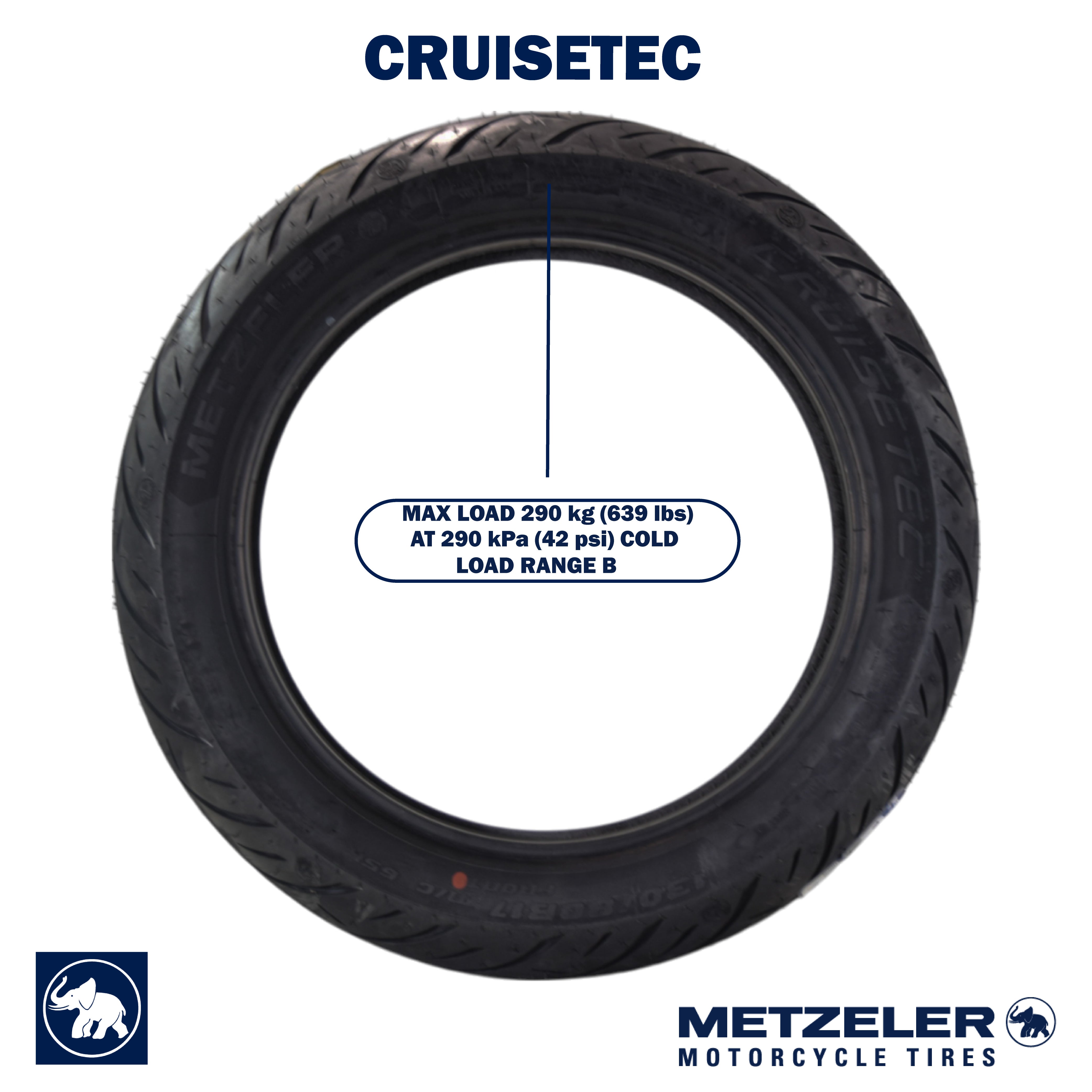 Metzeler Cruisetec 130/80B17 65H (I)- Ind-Spfg Motorcycle Front Tire w/ Keychain