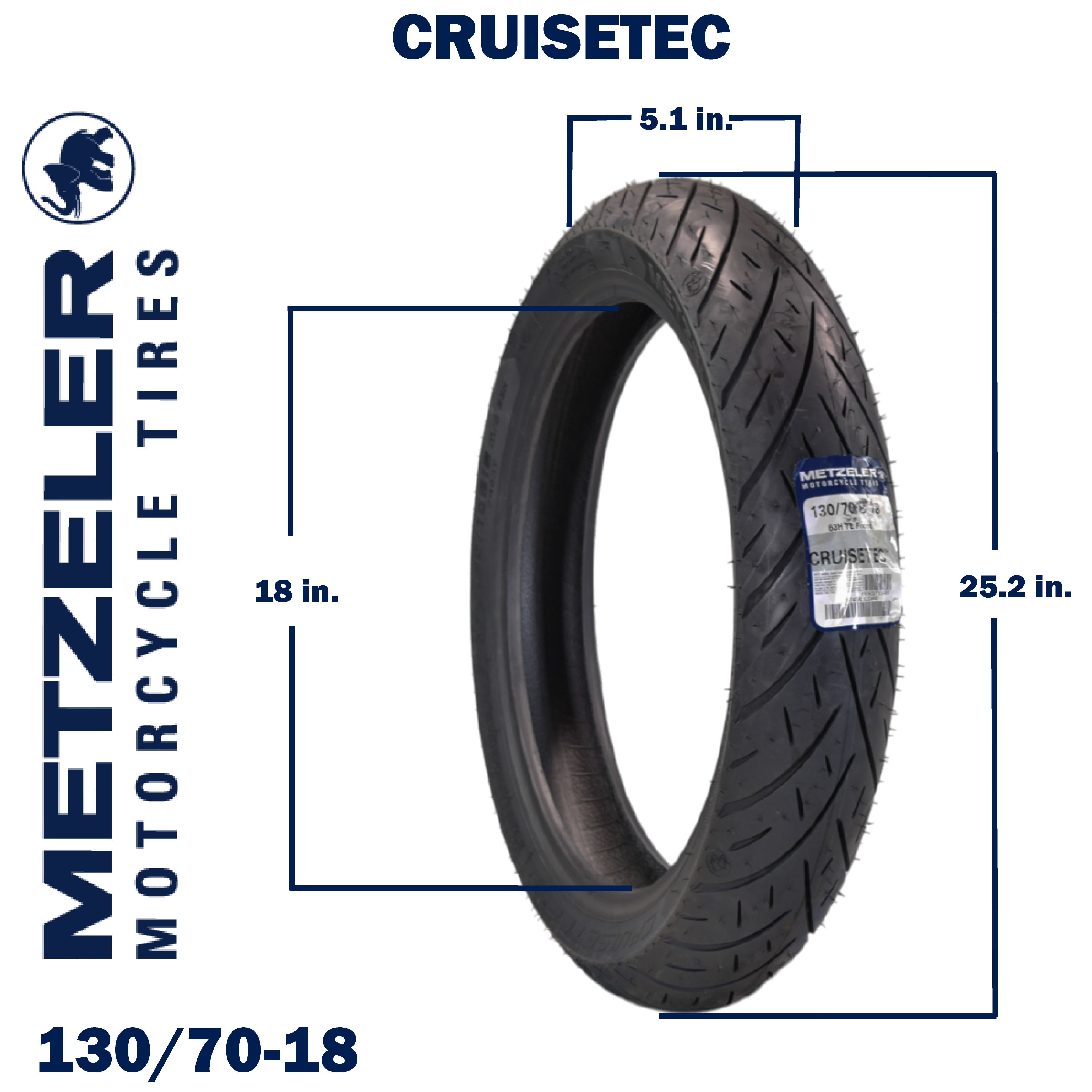 Metzeler Cruisetec 130/70B18 63H TL V-Twin Motorcycle Front Tire with Keychain