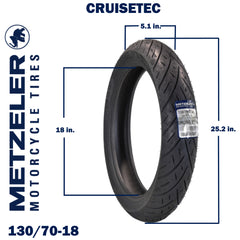 Metzeler Cruisetec 130/70B18 63H TL V-Twin Motorcycle Front Tire with Keychain