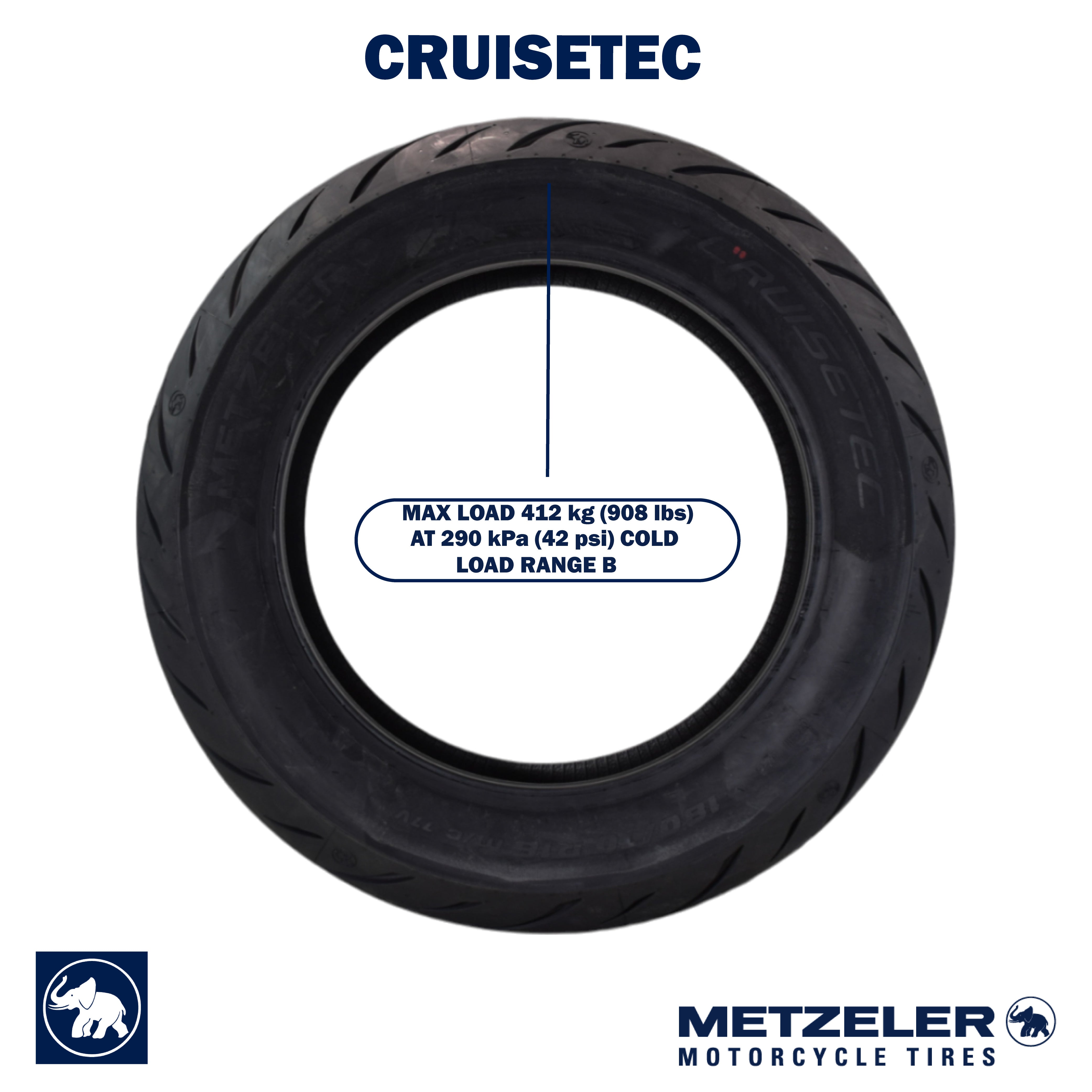 Metzeler Cruisetec 180/70R16 77V TL V-Twin Motorcycle Rear Tire with Keychain