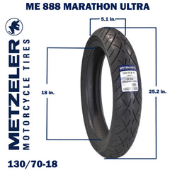 Metzeler ME 888 Marathon Ultra 130/70B18 & 180/65B16 MC Tire Set with Keychain