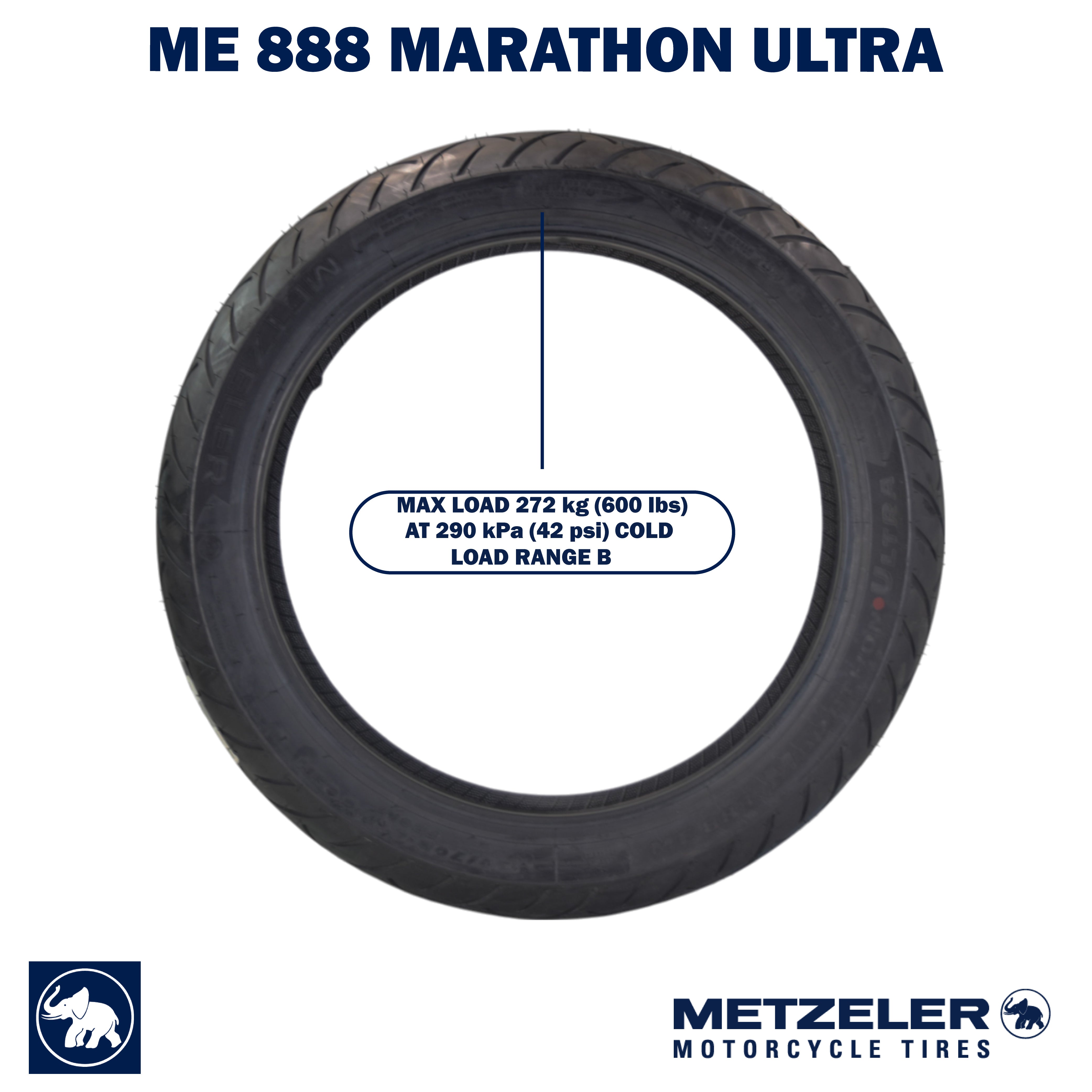 Metzeler ME 888 Marathon Ultra Front 130/70B18 63H Motorcycle Tire with Keychain