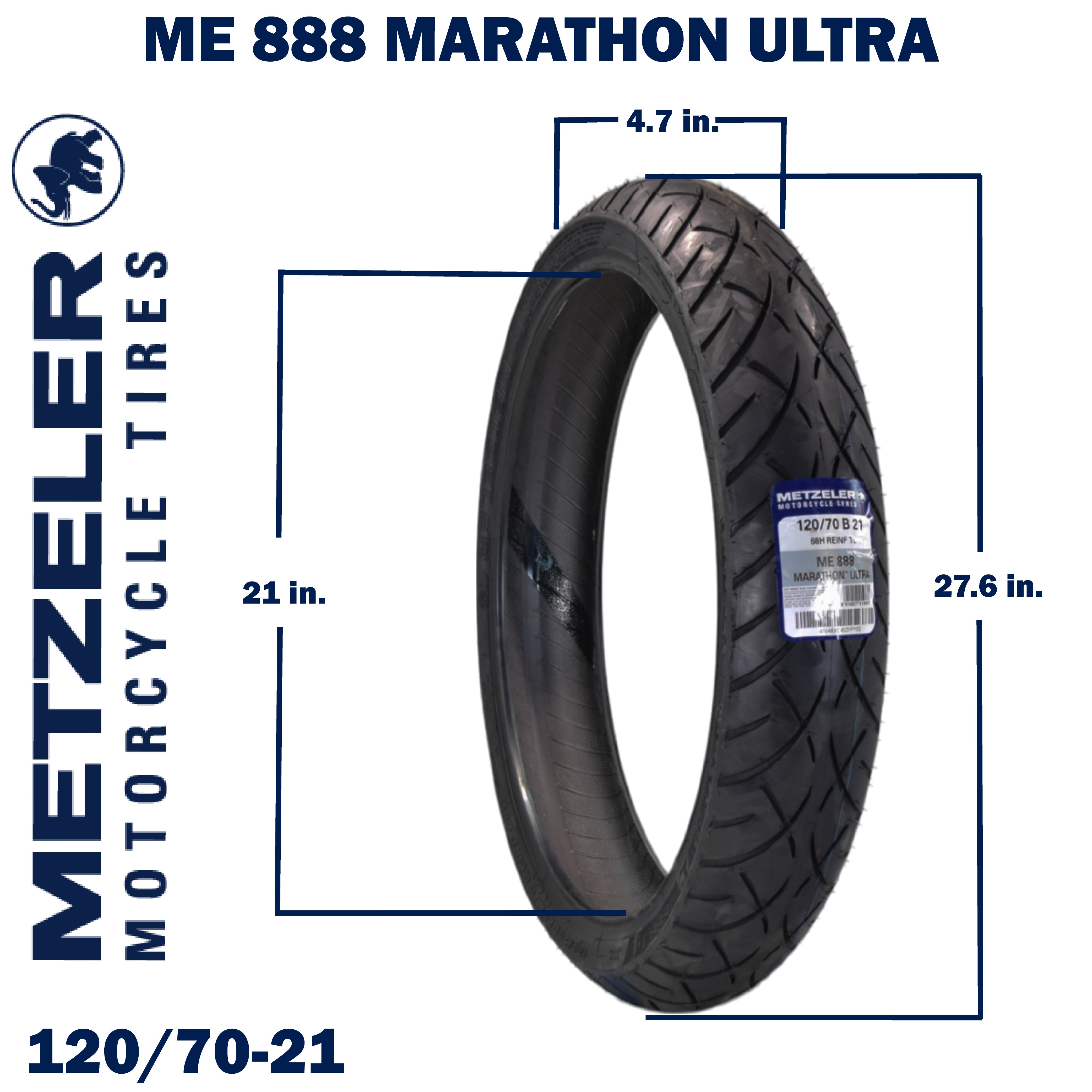 Metzeler ME 888 Marathon Ultra 120/70B21 & 180/65B16 MC Tire Set with Keychain