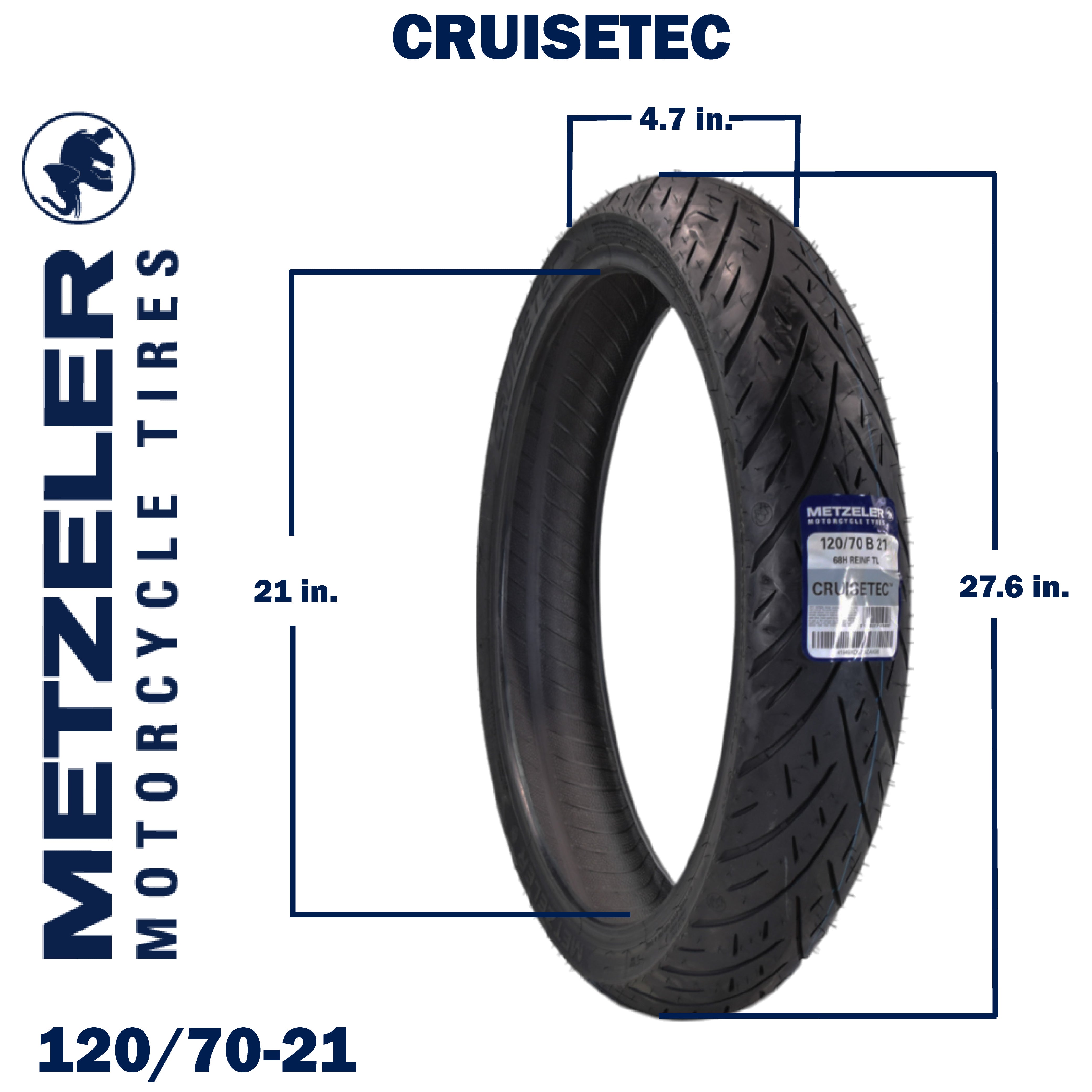 Metzeler Cruisetec Front 120/70B21 REINF & Rear 180/65B16 Tire Set w/ Keychain