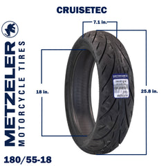 Metzeler Cruisetec Front 120/70B21 REINF & Rear 180/55B18 Tire Set w/ Keychain