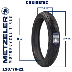 Metzeler Cruisetec Front 120/70B21 REINF & Rear 180/60R16 Tire Set w/ Keychain