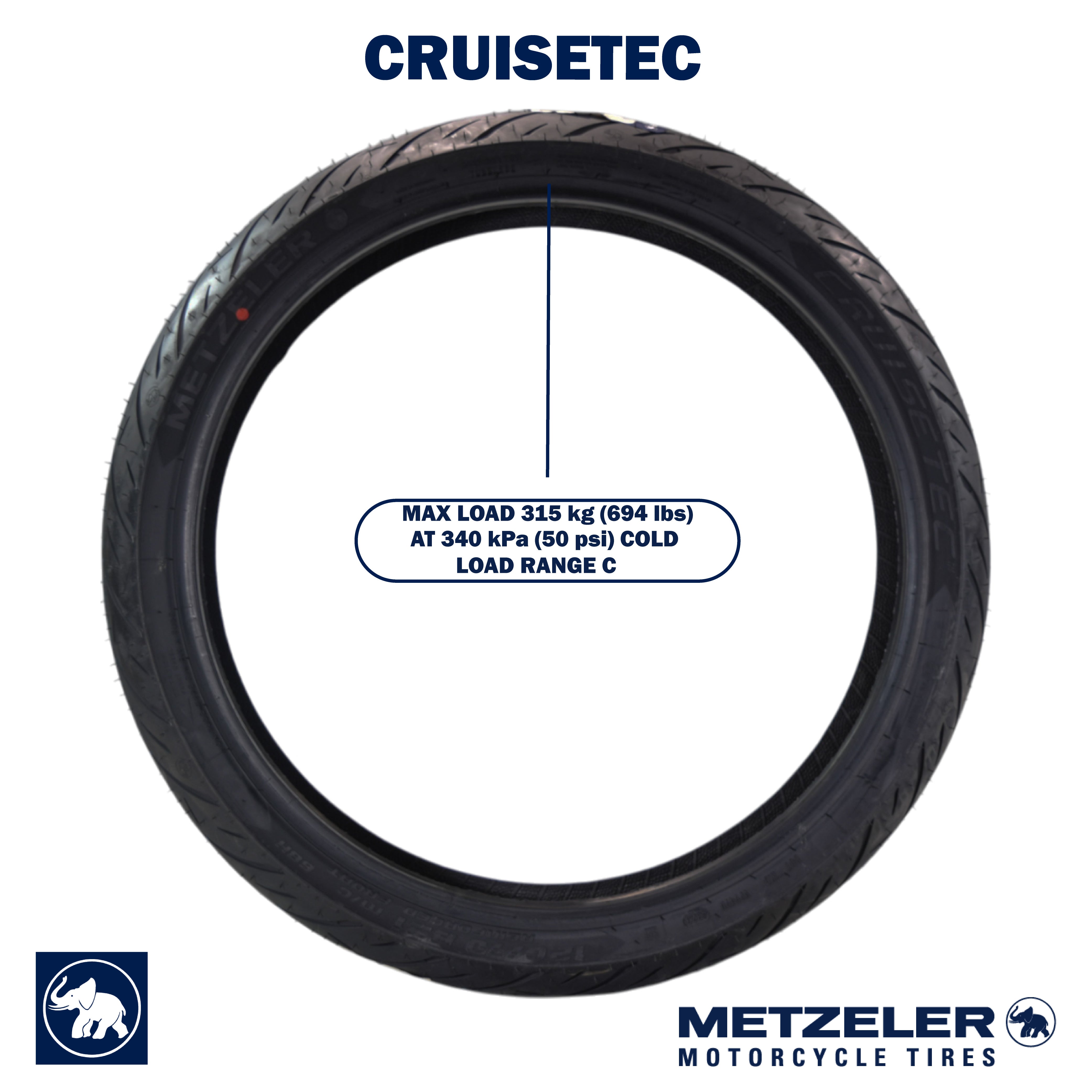 Metzeler Cruisetec 120/70B21 68H REINF TL Motorcycle Front Tire with Keychain