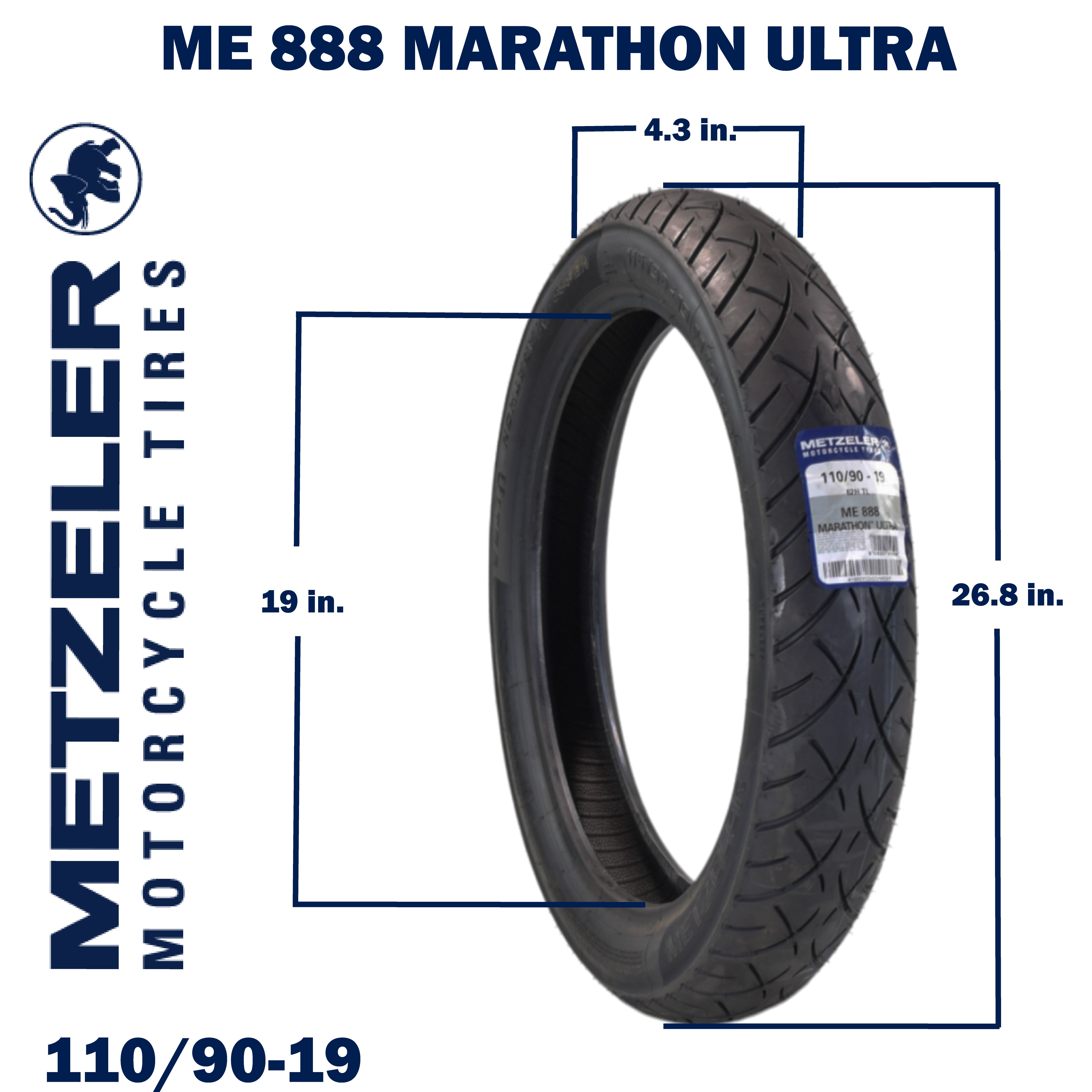 Metzeler ME 888 Marathon Ultra Front 110/90-19 62H Motorcycle Tire with Keychain