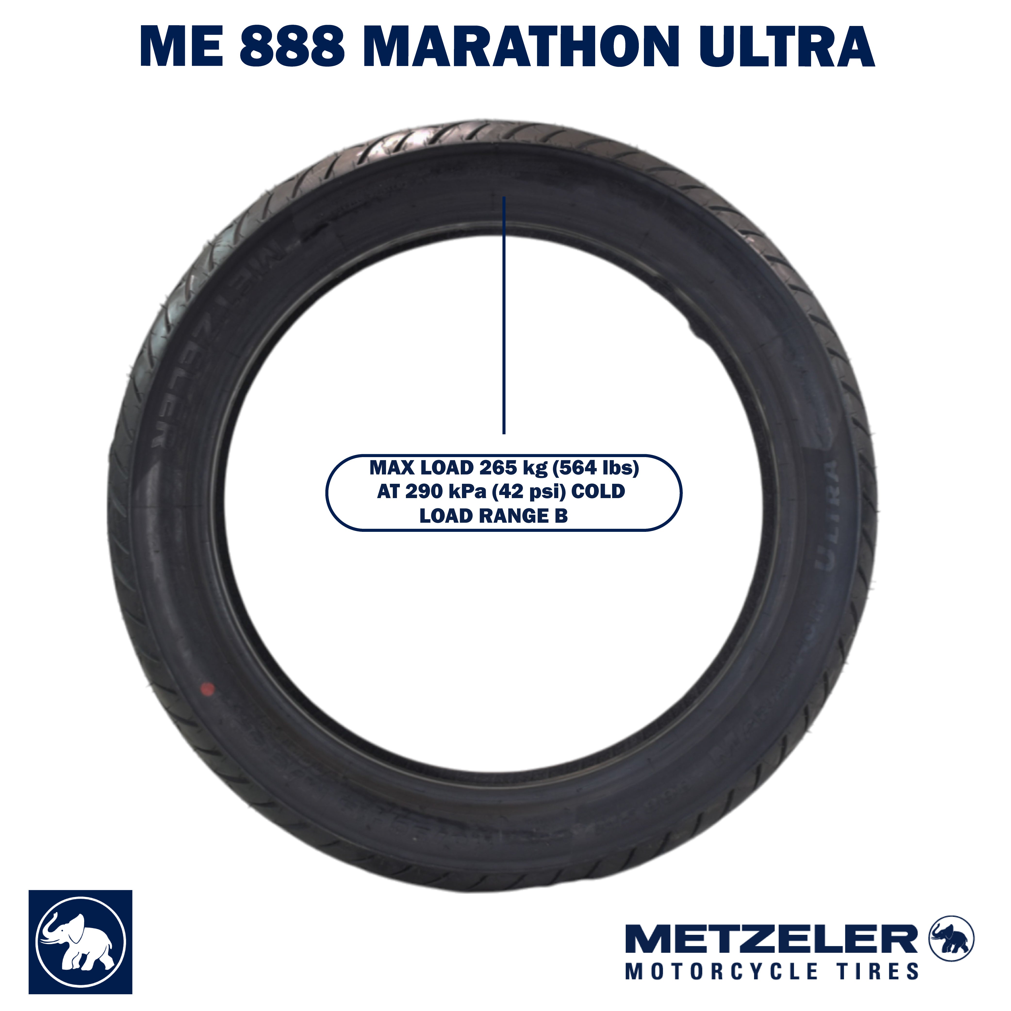 Metzeler ME 888 Marathon Ultra Front 110/90-19 62H Motorcycle Tire with Keychain