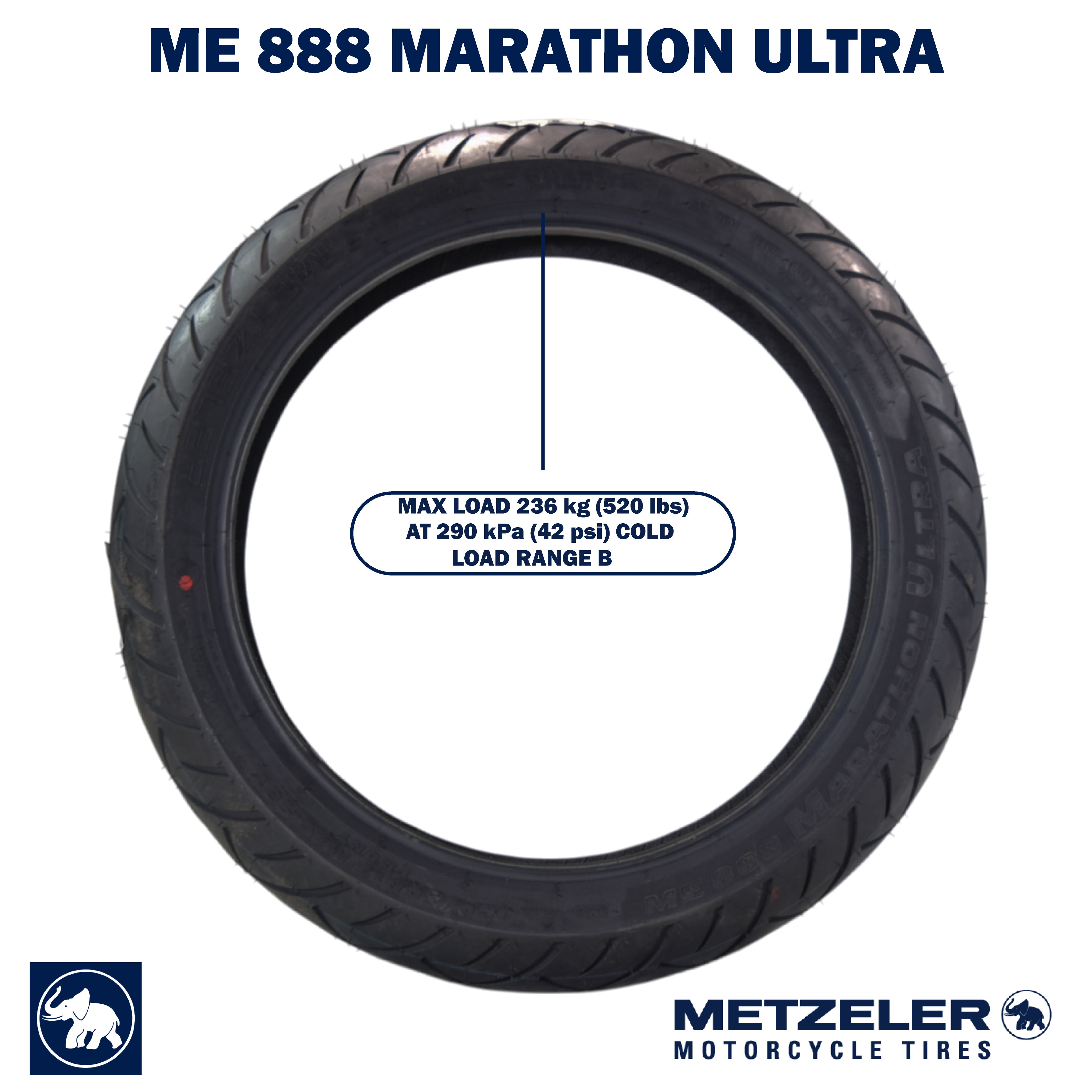 Metzeler ME 888 Marathon Ultra Front 120/70B17 58V Motorcycle Tire with Keychain