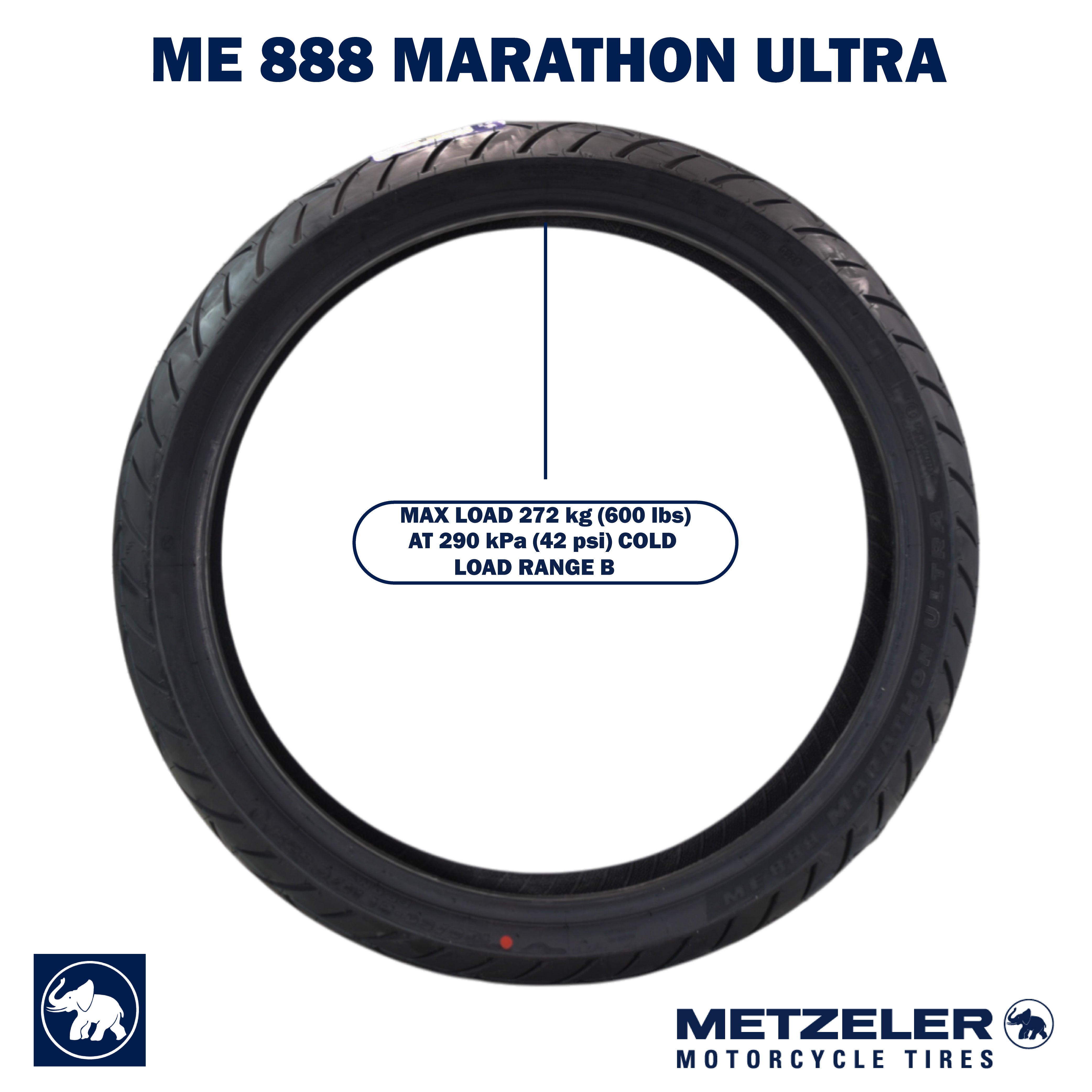 Metzeler ME 888 Marathon Ultra Front 130/60-21 63H Motorcycle Tire with Keychain