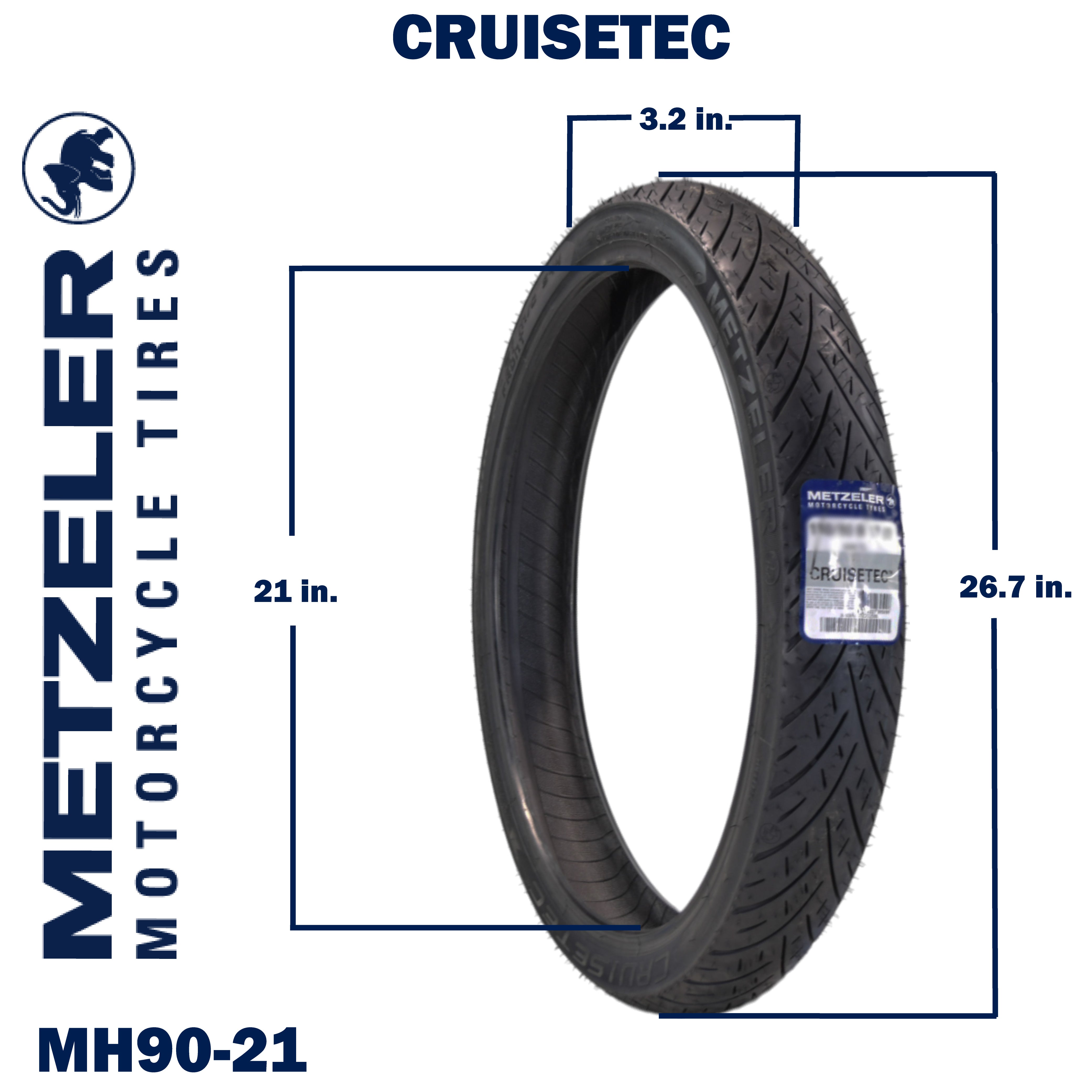 Metzeler Cruisetec MH90-21 54H TL V-Twin Motorcycle Front Tire with Keychain