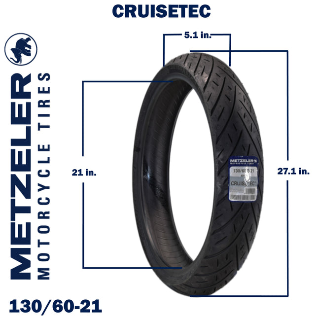 Metzeler Cruisetec 130/60B21 63H TL V-Twin Motorcycle Front Tire with Keychain