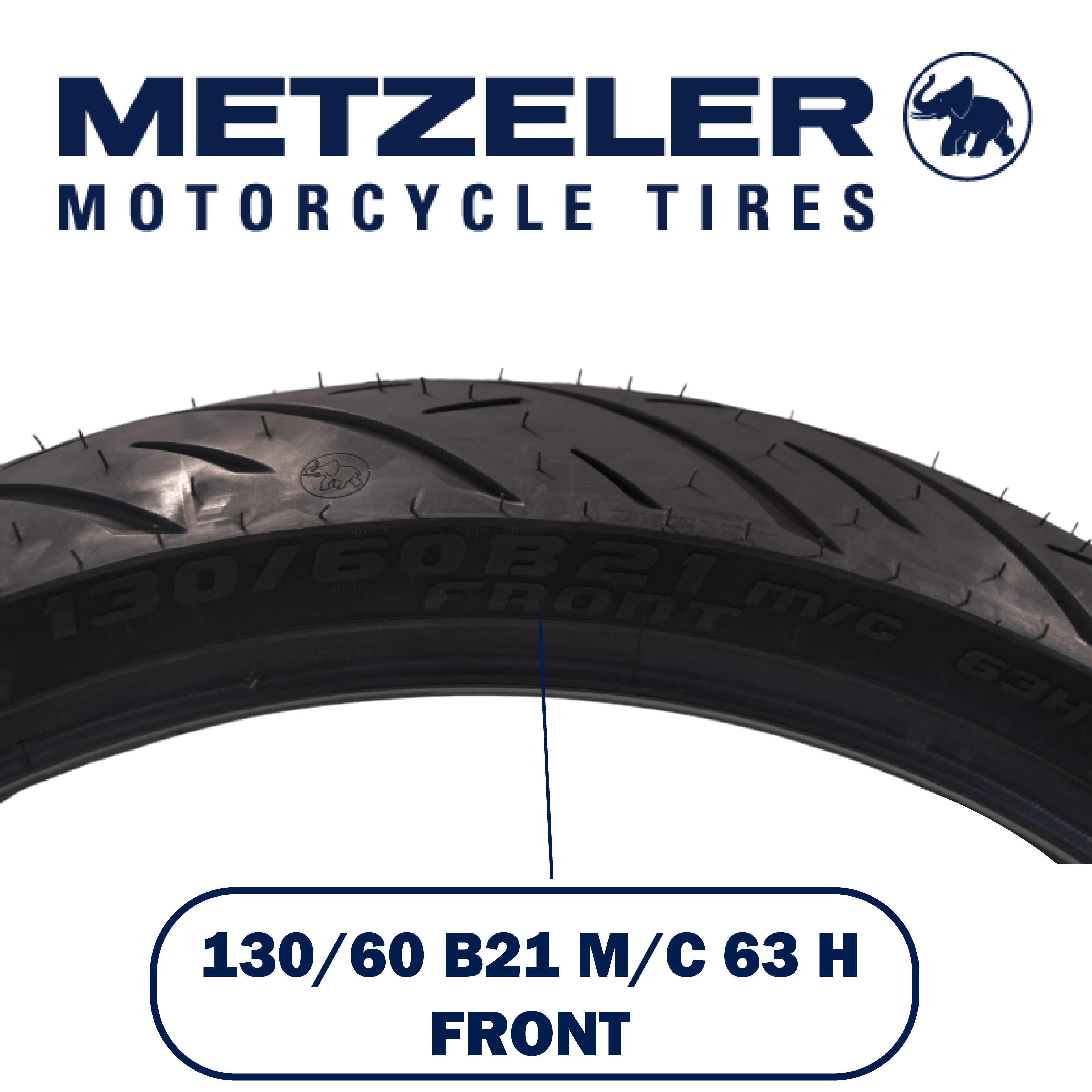 Metzeler Cruisetec 130/60B21 63H TL V-Twin Motorcycle Front Tire with Keychain