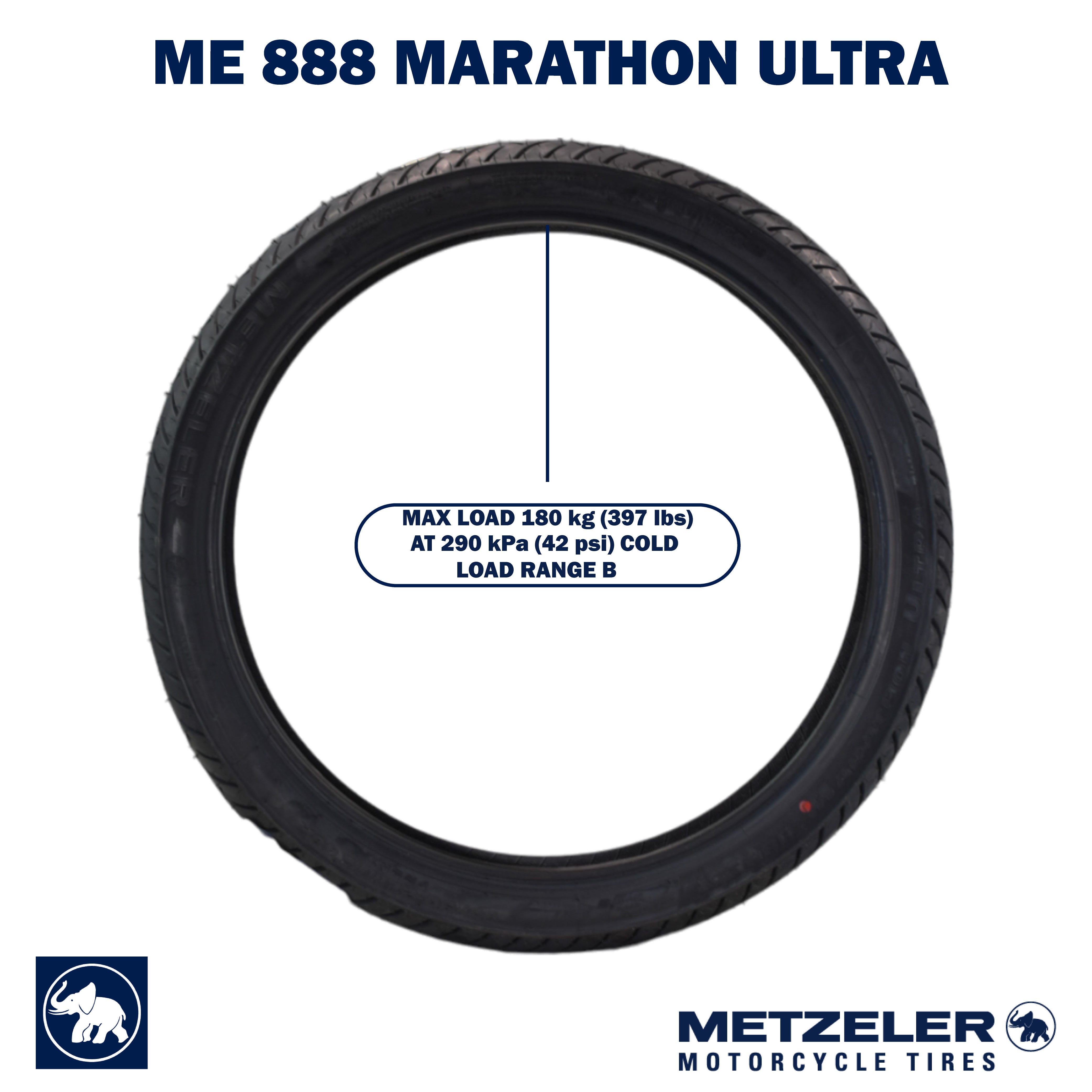 Metzeler ME 888 Marathon Ultra Front 80/90-21 48H Motorcycle Tire with Keychain