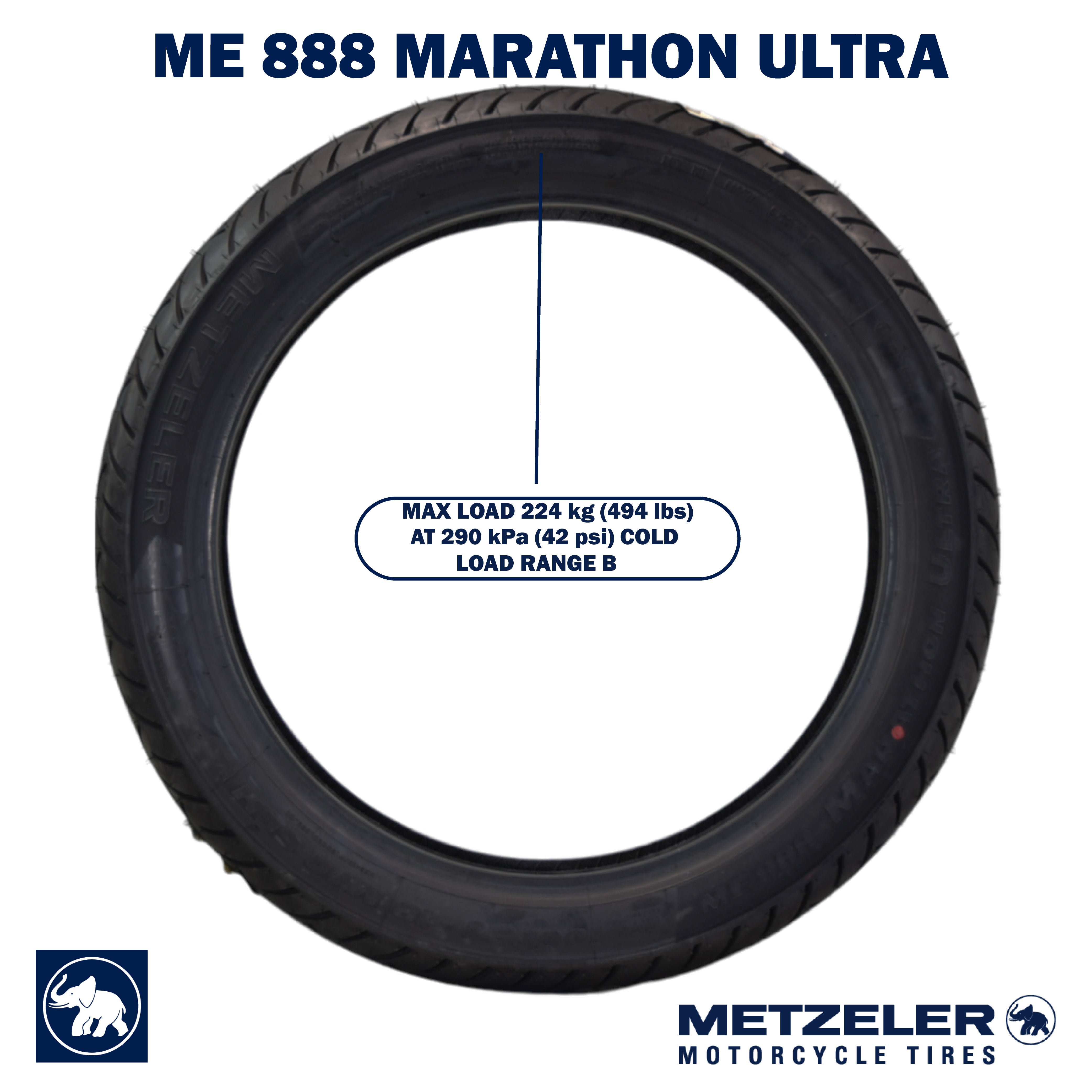 Metzeler ME 888 Marathon Ultra Front 100/90-18 56H Motorcycle Tire with Keychain