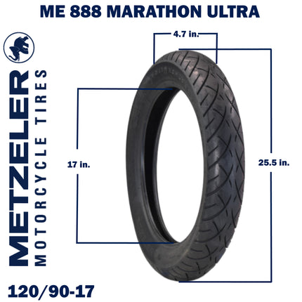 Metzeler ME 888 Marathon Ultra Front 120/90-17 64S Motorcycle Tire with Keychain