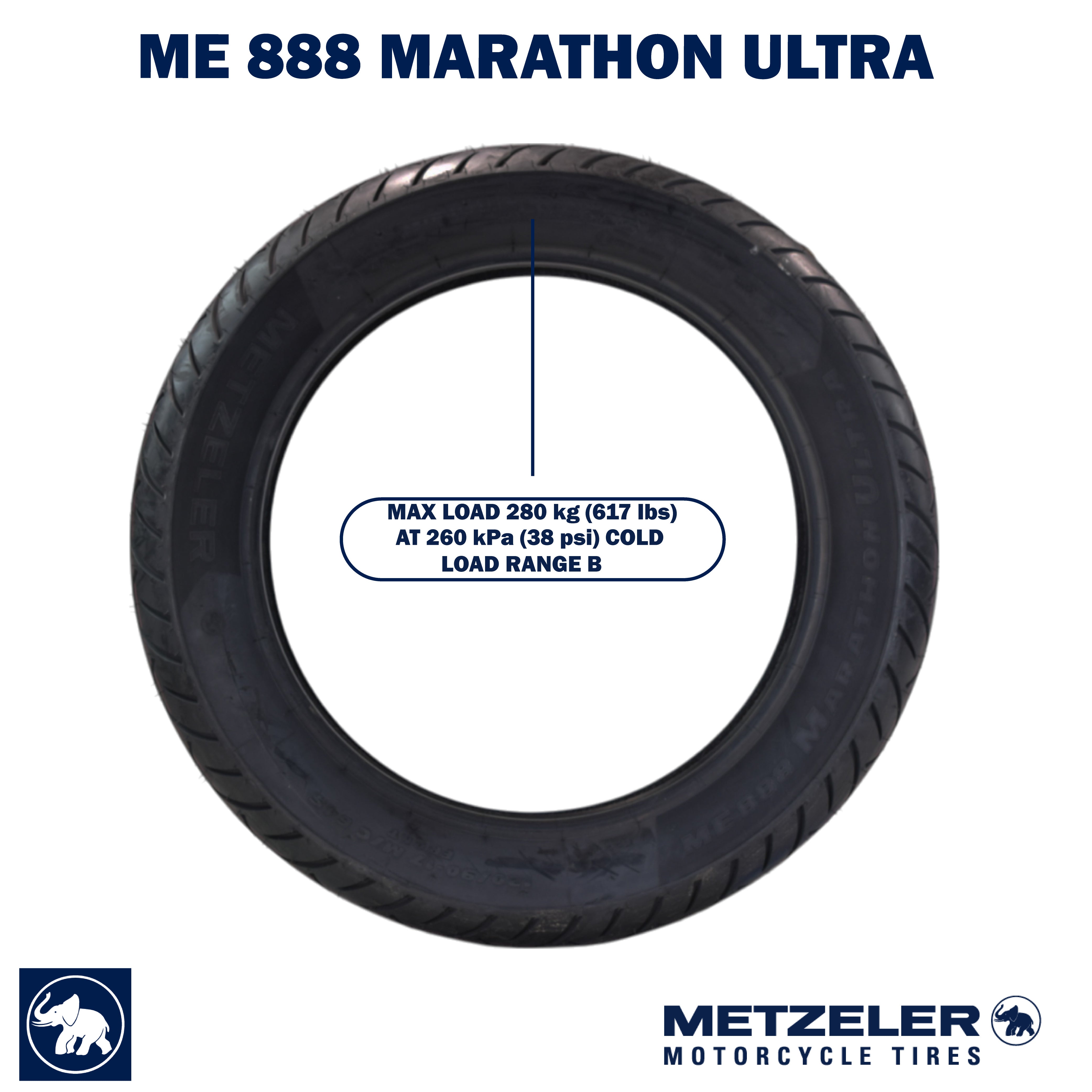 Metzeler ME 888 Marathon Ultra Front 120/90-17 64S Motorcycle Tire with Keychain